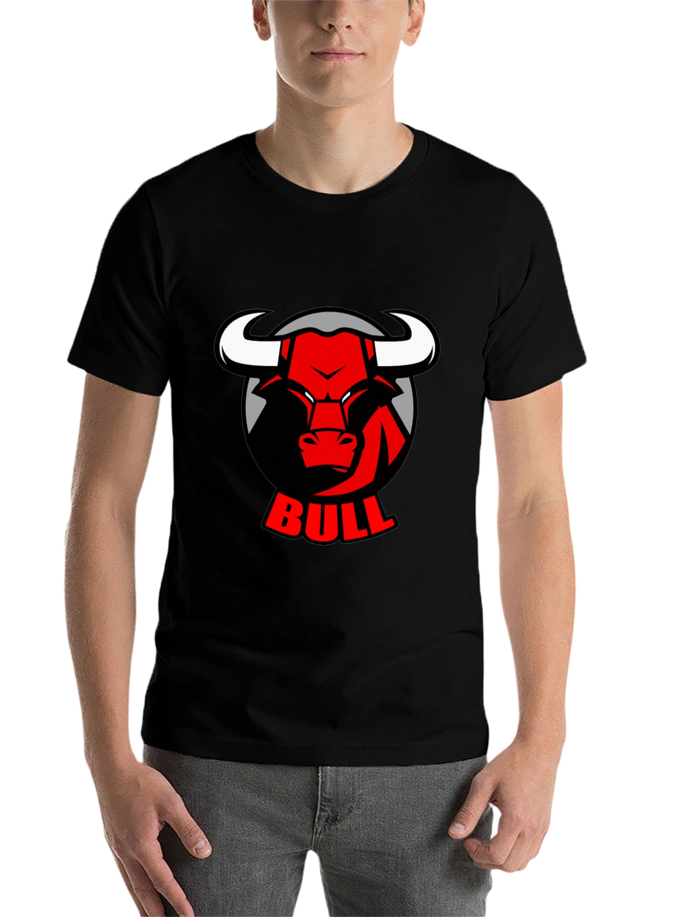 Black Bold Bull Graphic Tee - Black Cotton T-Shirt view 7