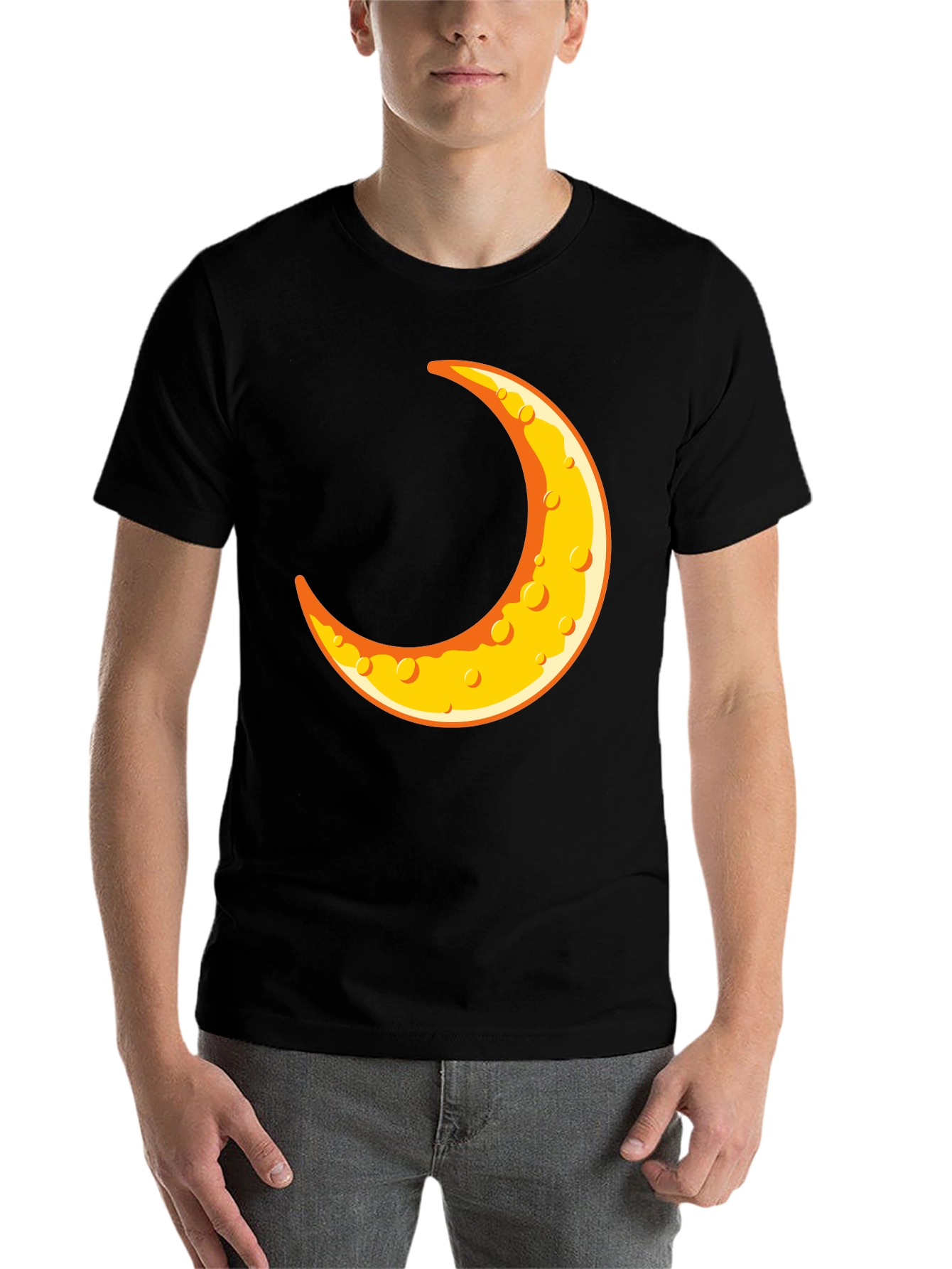 Black Crescent Moon Graphic T-Shirt - Black Crew Neck Tee view 7