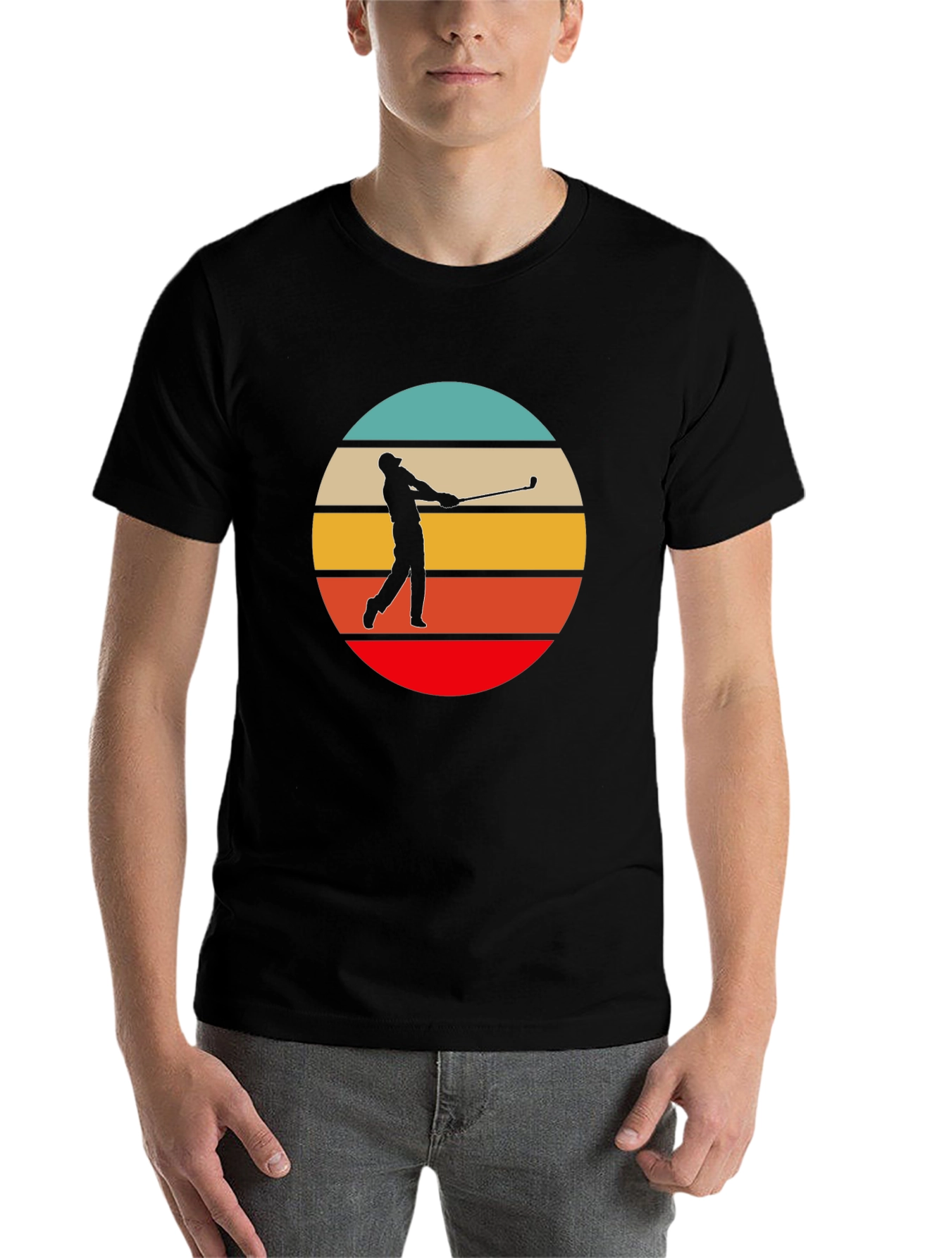 Black Retro Golfer Graphic Tee view 7