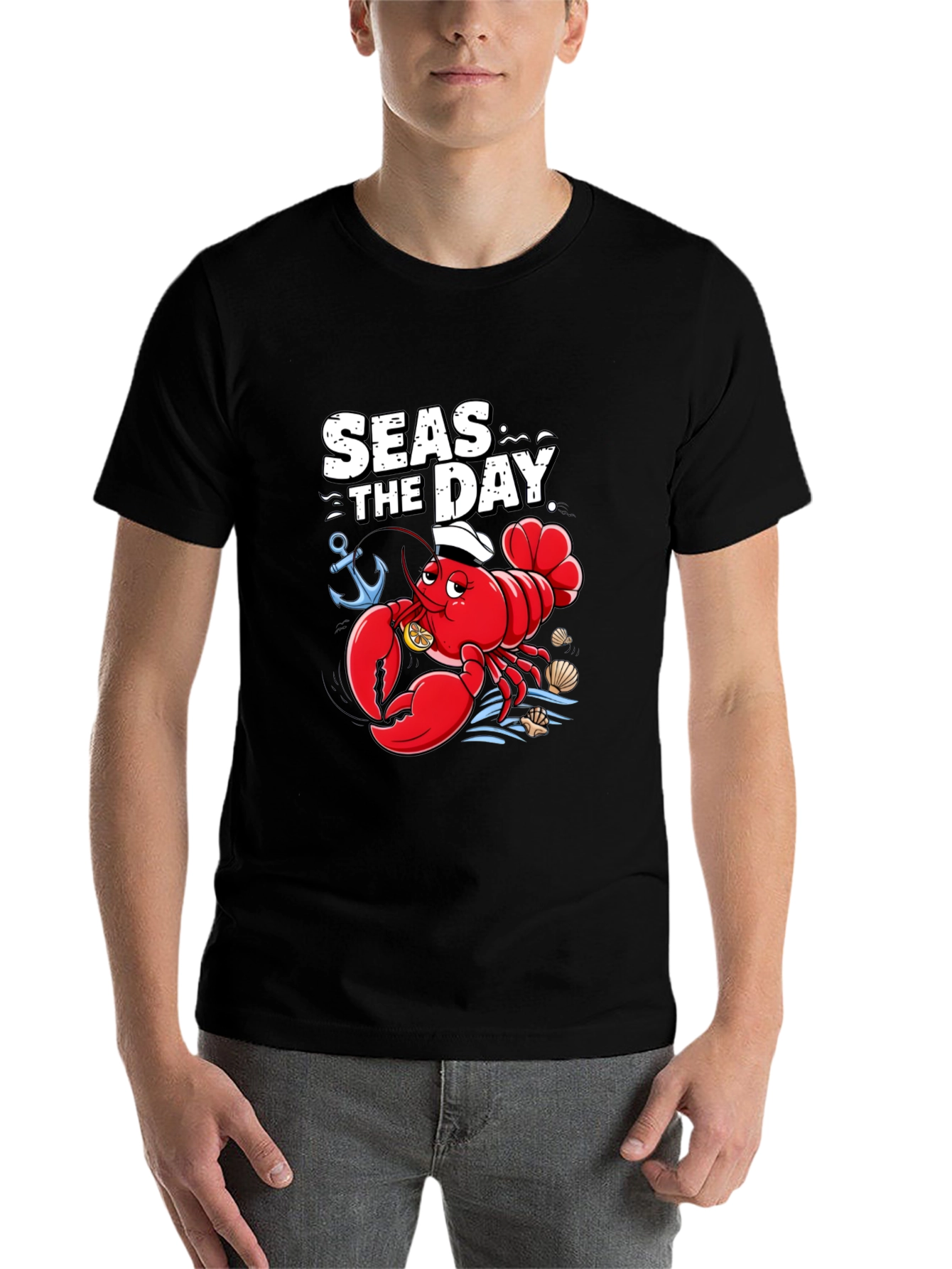 Seas The Day Lobster Graphic T-Shirt - 7