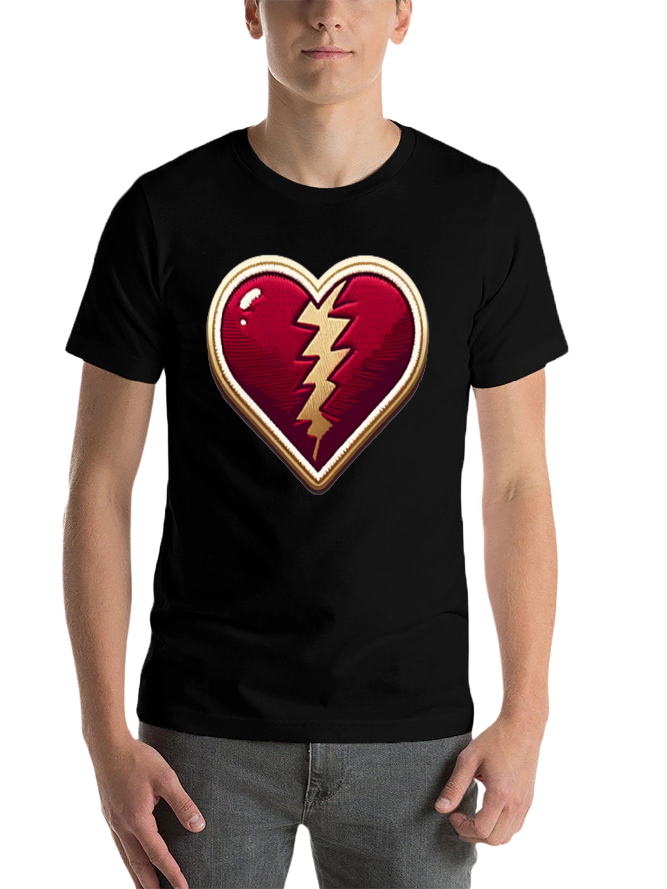 Black Broken Heart Lightning Bolt Graphic Tee - Stylish Comfort view 7