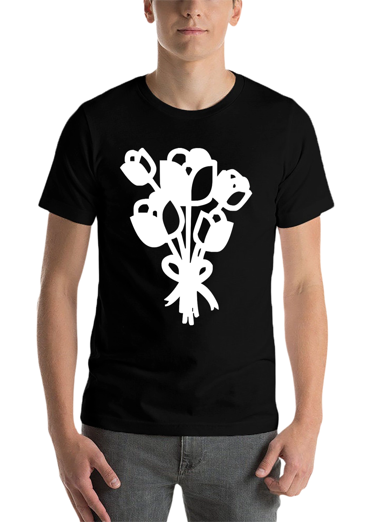 Black Floral Bouquet Graphic Tee - Black view 7