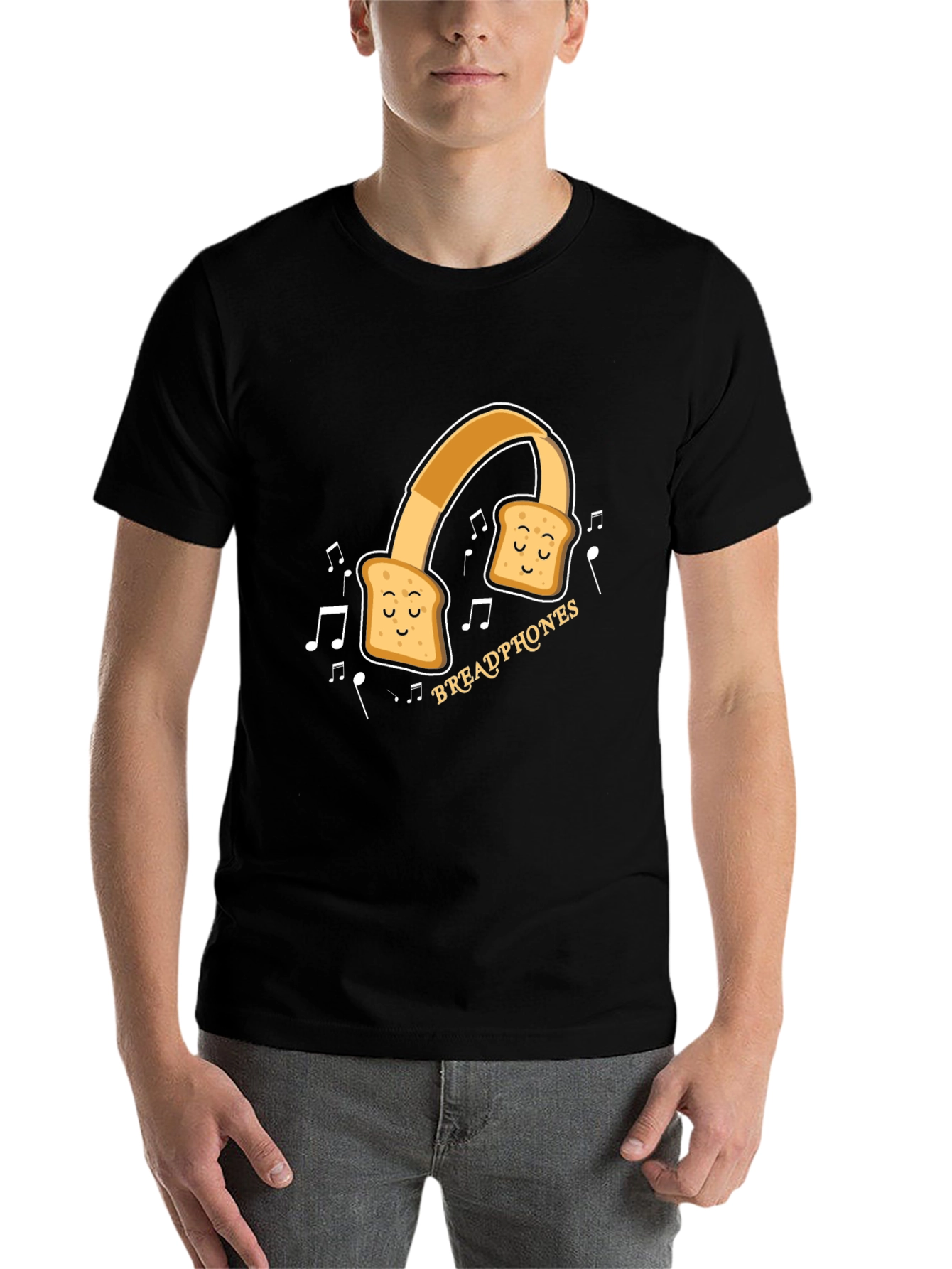 Black Breadphones Graphic T-Shirt: Music & Humor in Style view 7