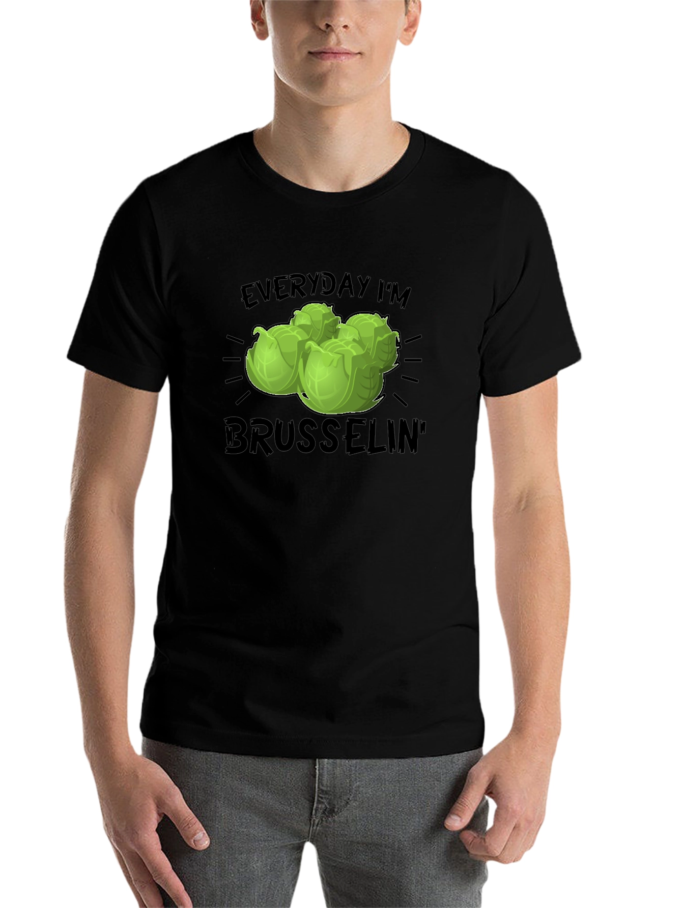 Black Everyday I'm Brussels Sprouts T-Shirt view 7