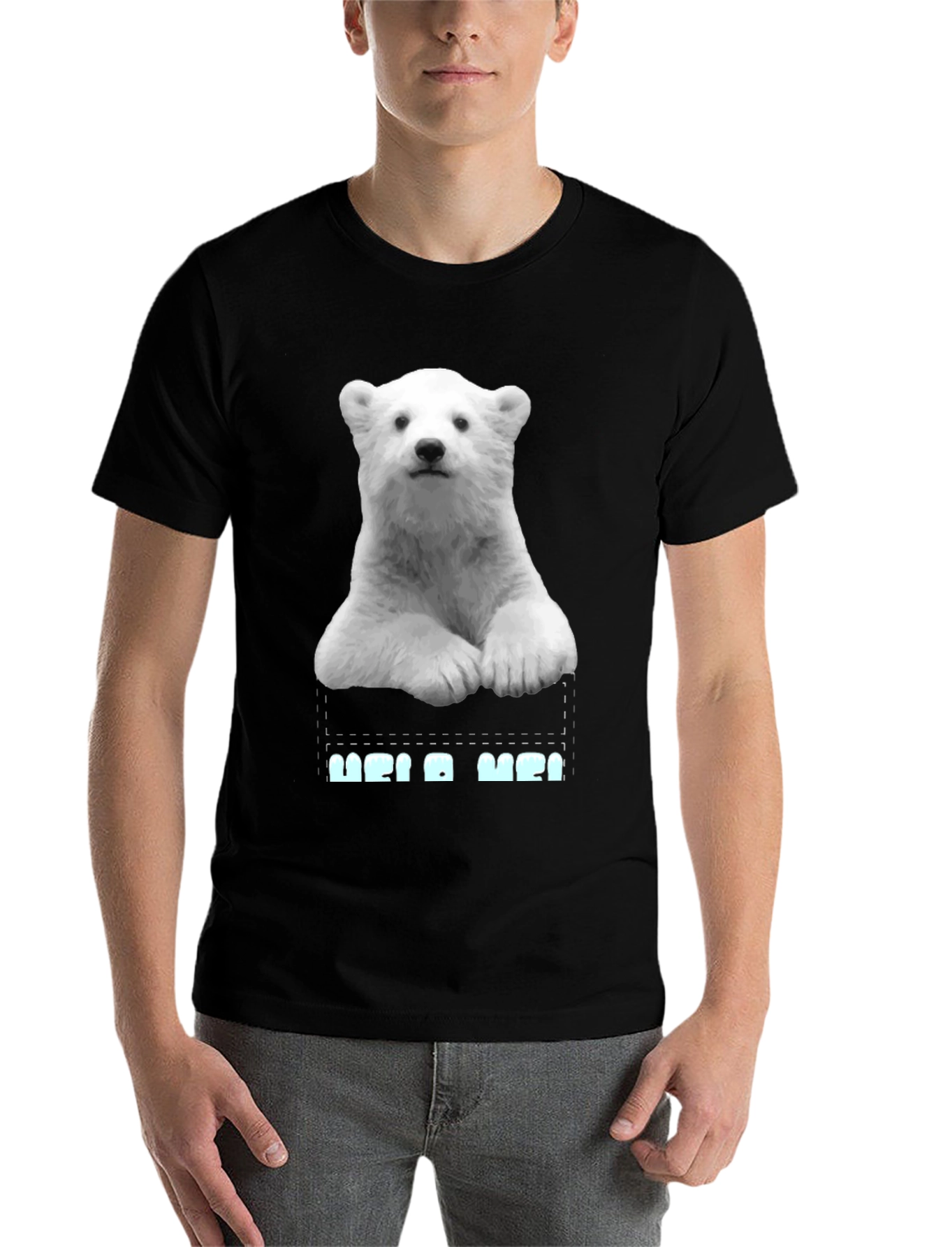 Black Polar Bear Pocket Graphic T-Shirt view 7