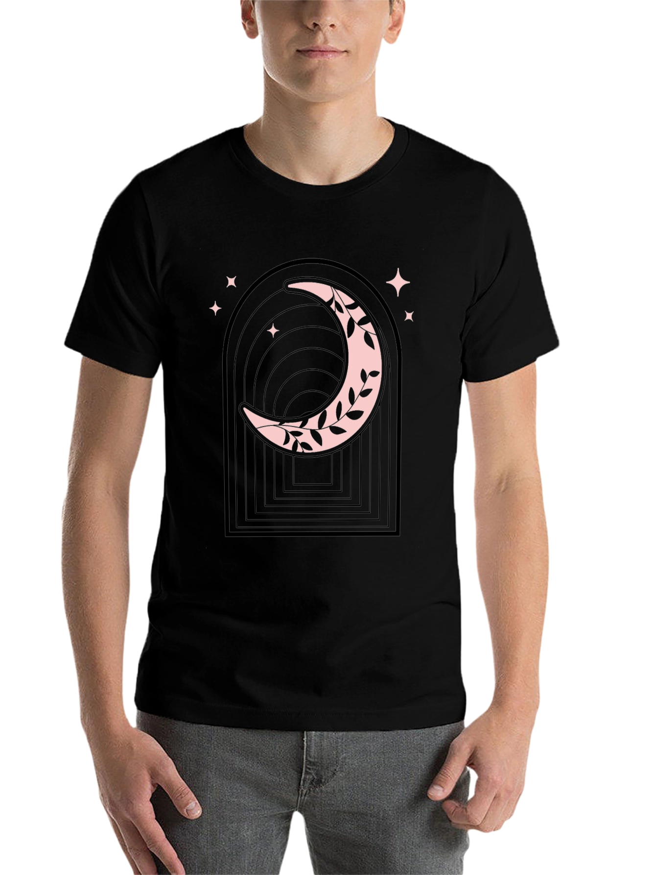 Black Mystic Moon Graphic Tee - Stylish Black Cotton T-Shirt view 7