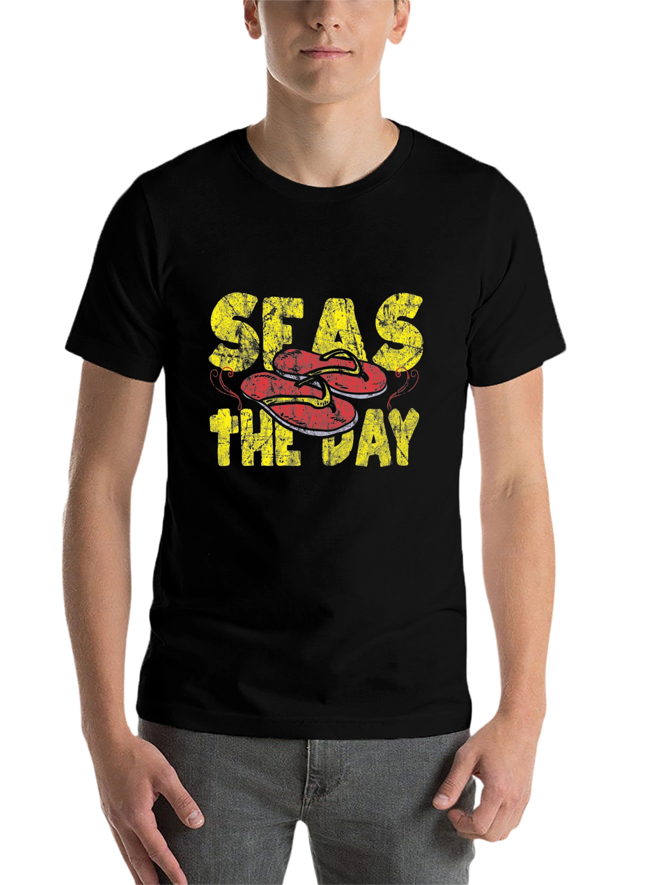 Seas The Day Black Graphic T-Shirt - 7