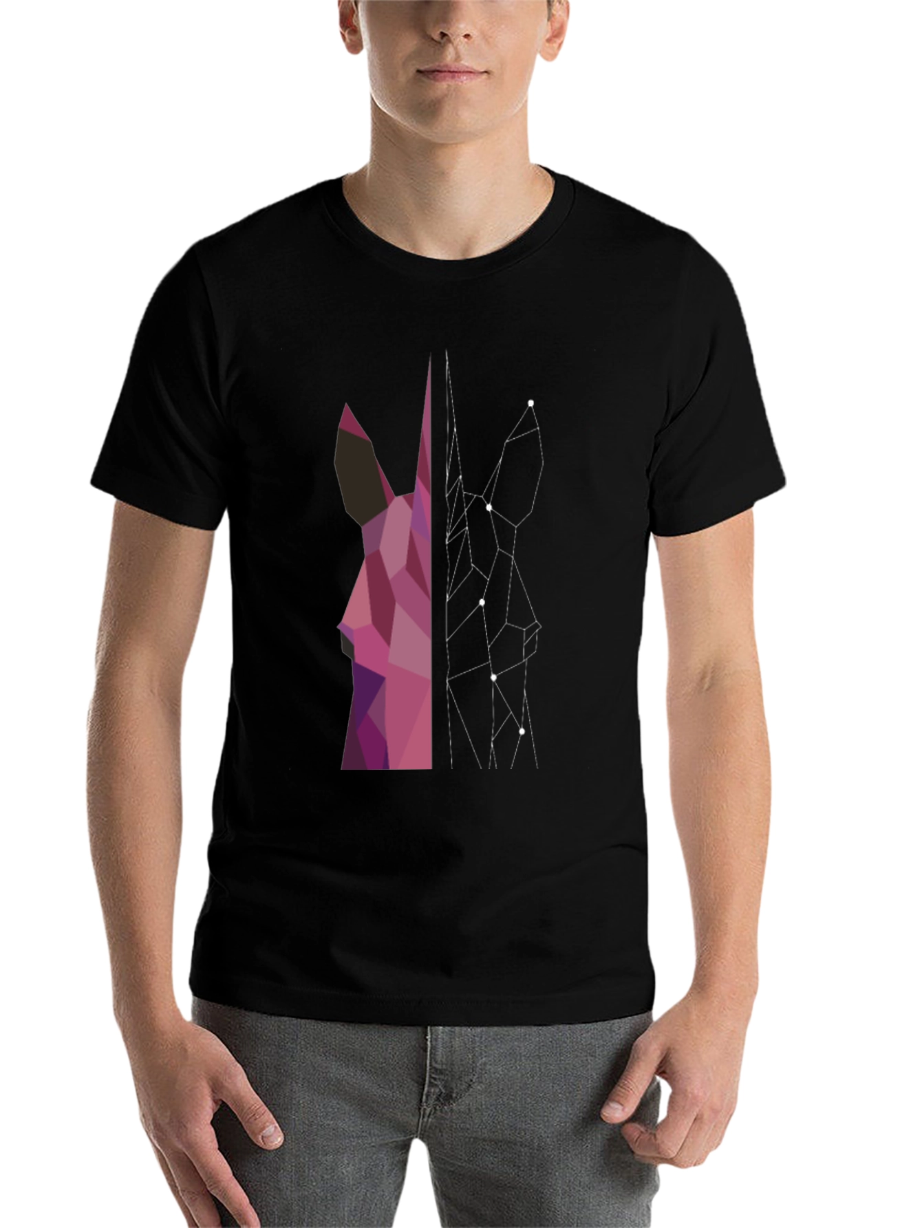Black Geometric Unicorn T-Shirt - Modern Graphic Tee view 7