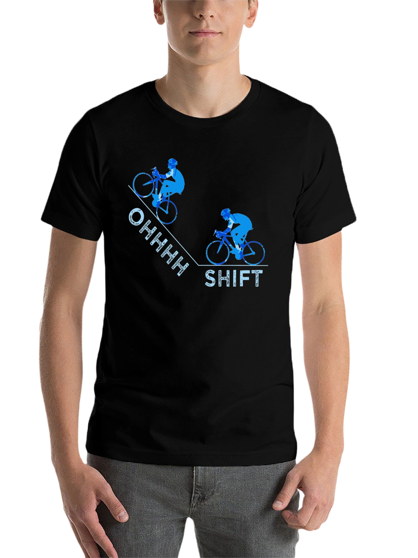 Black Funny Cycling T-Shirt - Ohhhh Shift view 7
