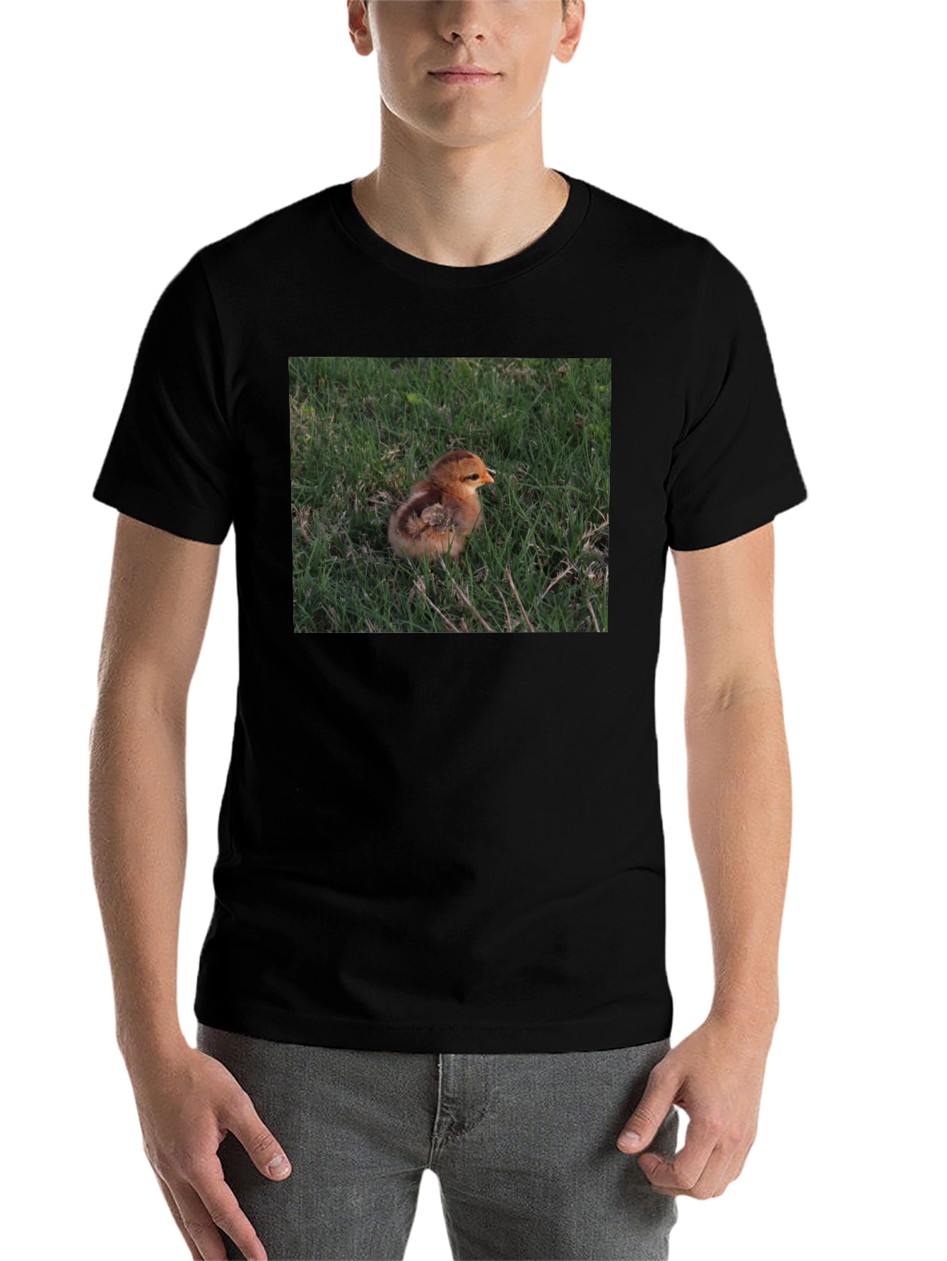 Black Cute Chick in Grass Graphic T-Shirt view 7