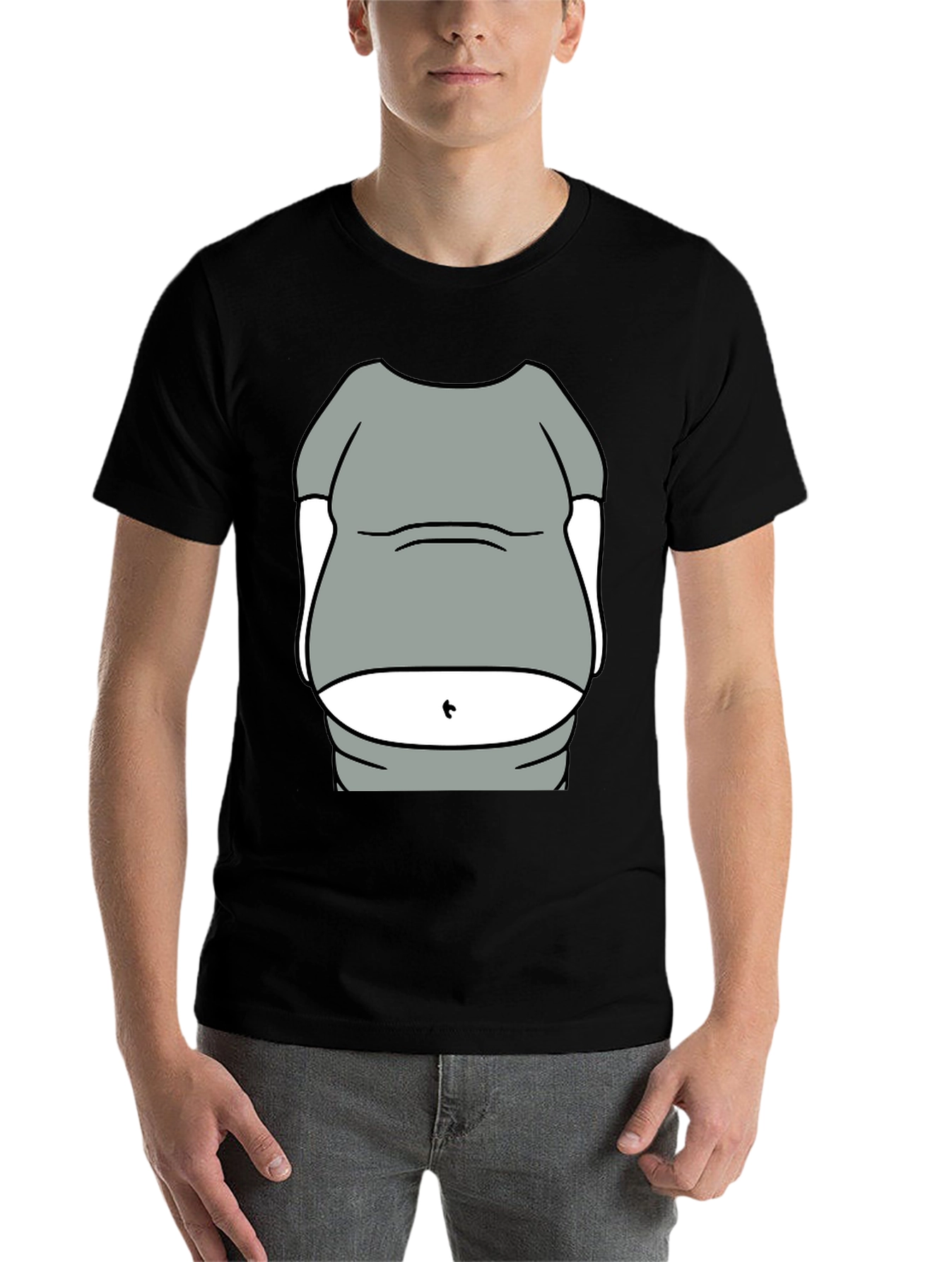 Black Humorous Belly T-Shirt - Funny Graphic Tee view 7