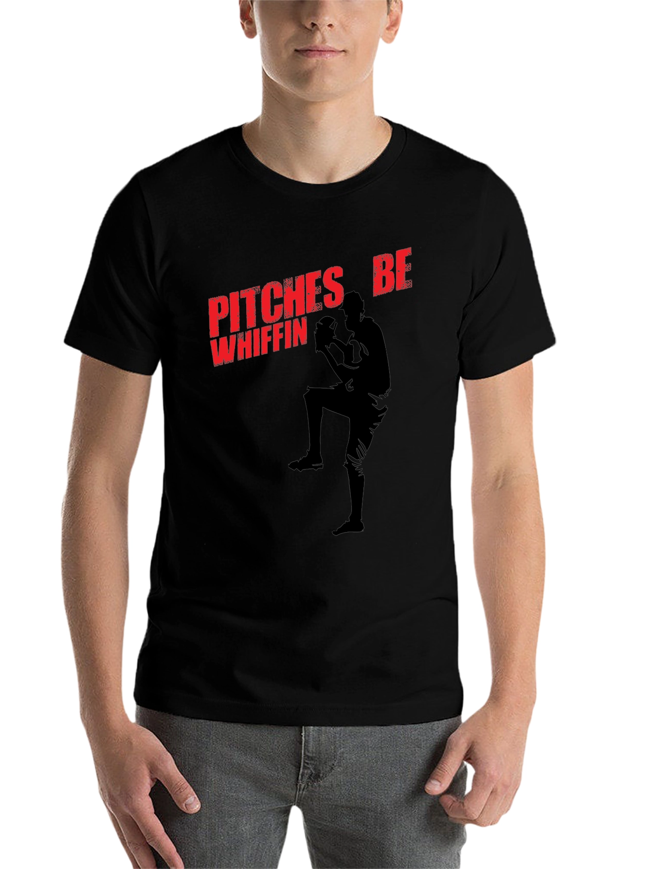 Black Pitches Be Whiffin' Baseball T-Shirt view 7