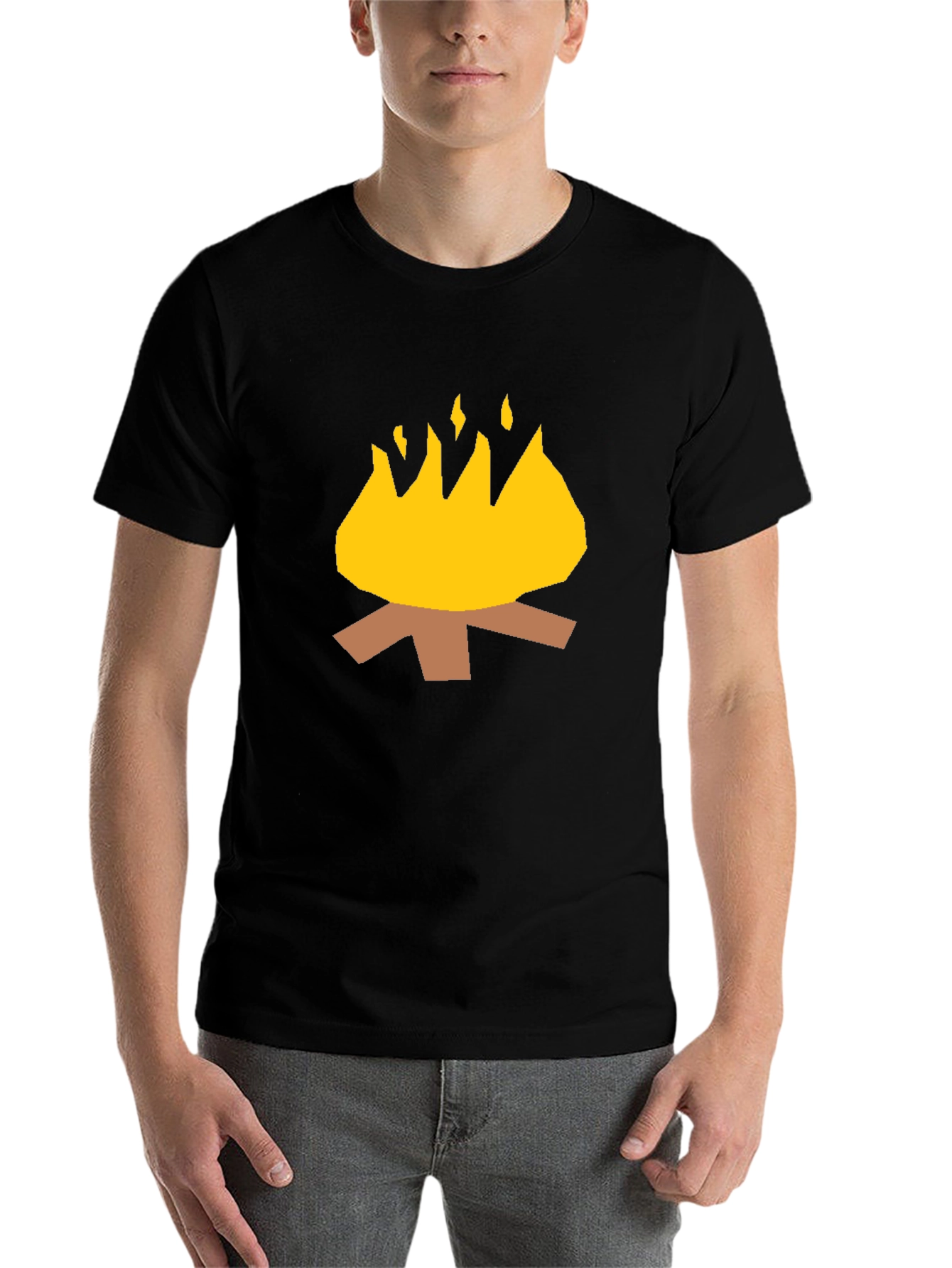 Black Campfire Graphic Tee - Black Cotton Casual Shirt view 7