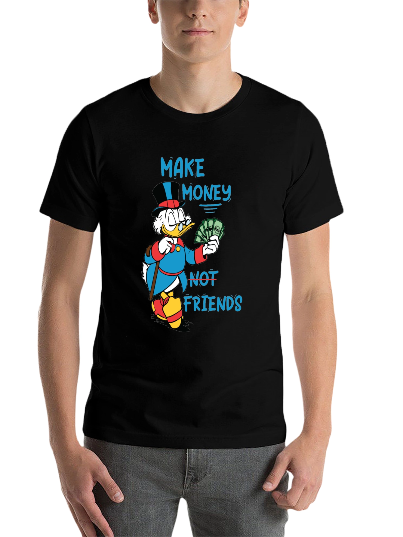 Black Make Money Not Friends Graphic T-Shirt view 7