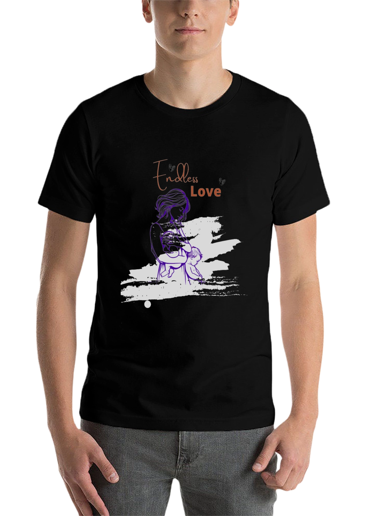Black Endless Love Graphic Tee - Black Unisex T-Shirt view 7