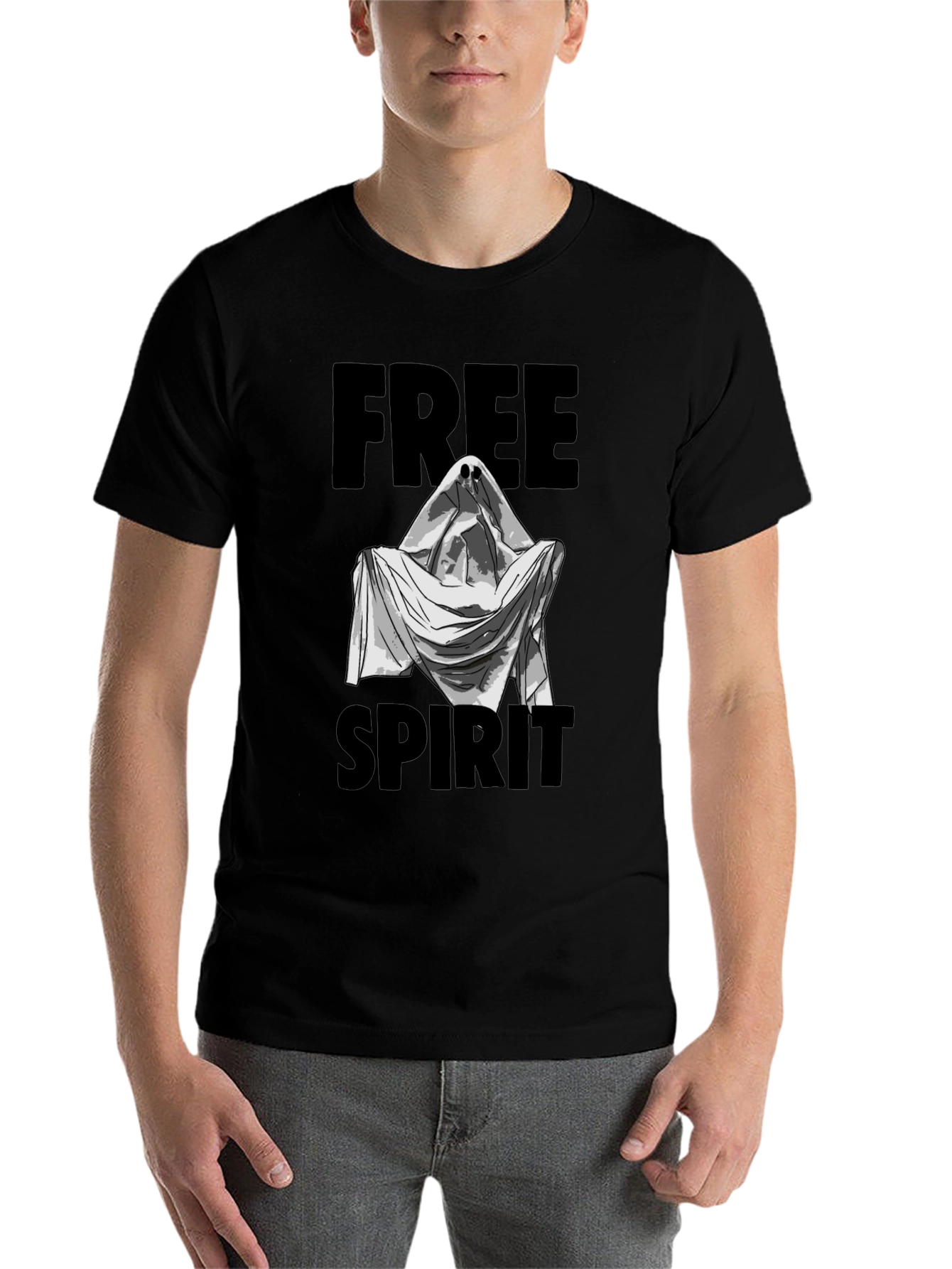 Black Free Spirit Ghost Graphic T-Shirt - Black view 7