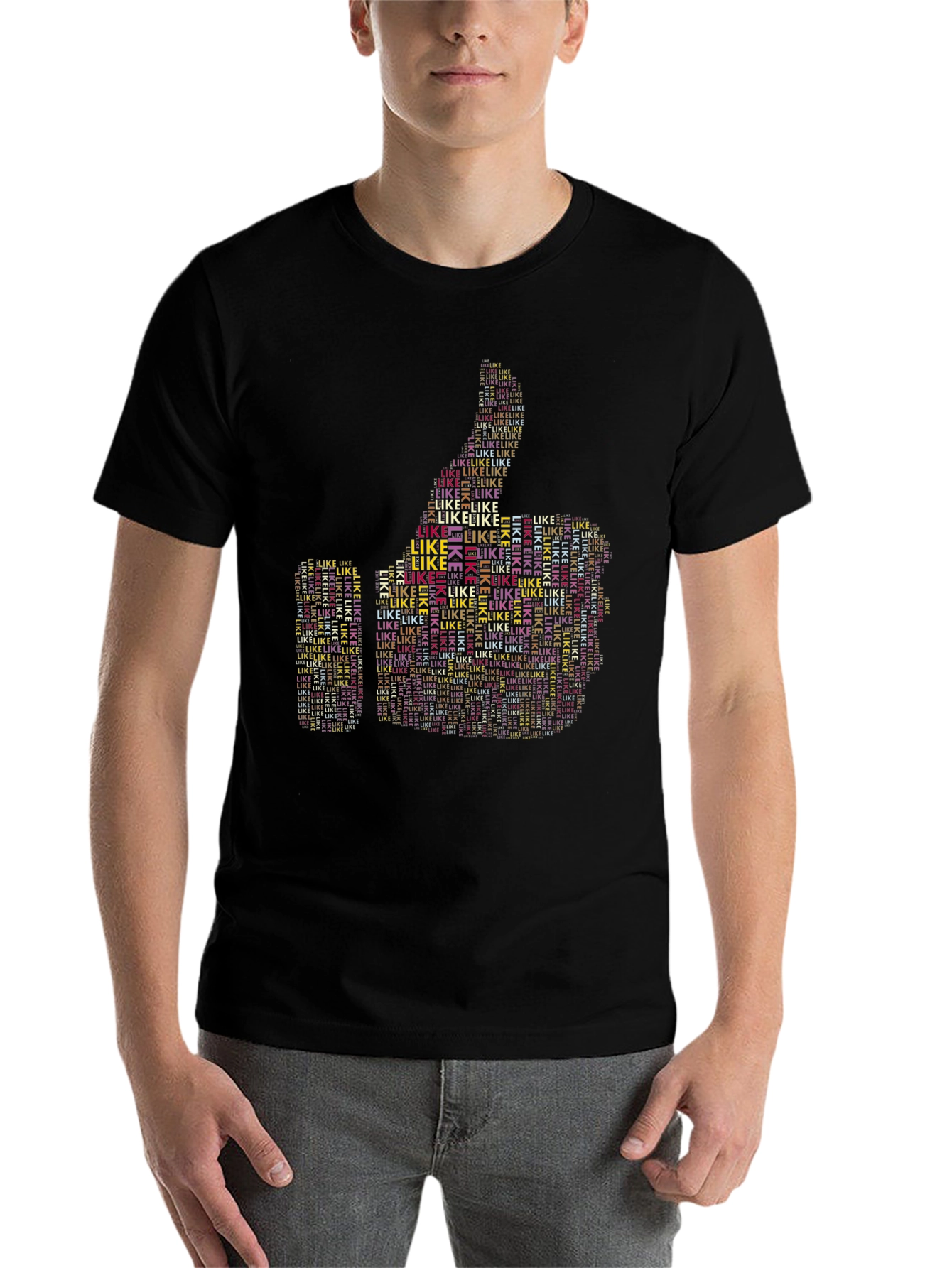 Black Thumbs Up Word Art T-Shirt view 7