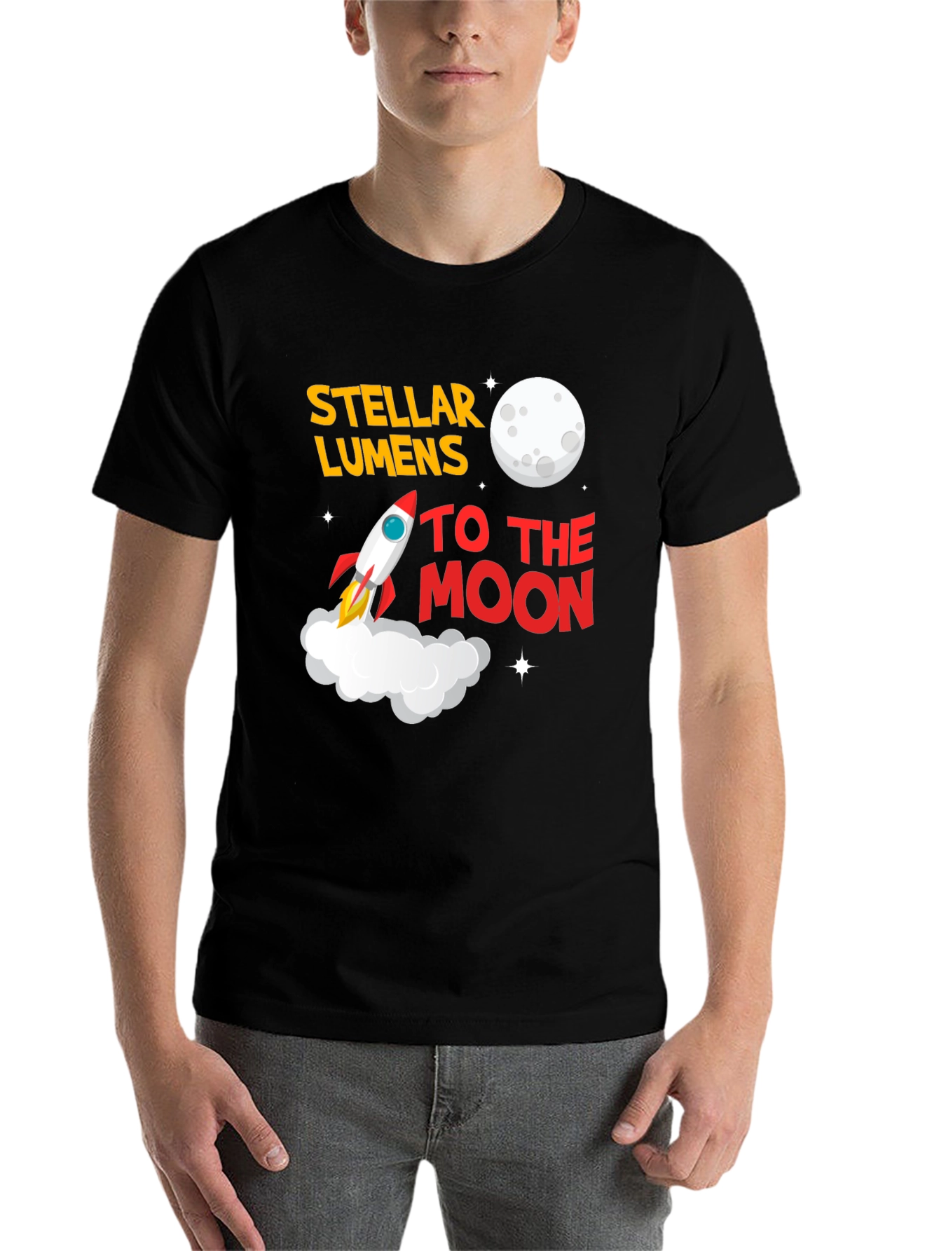 Black Stellar Lumens To The Moon T-Shirt view 7