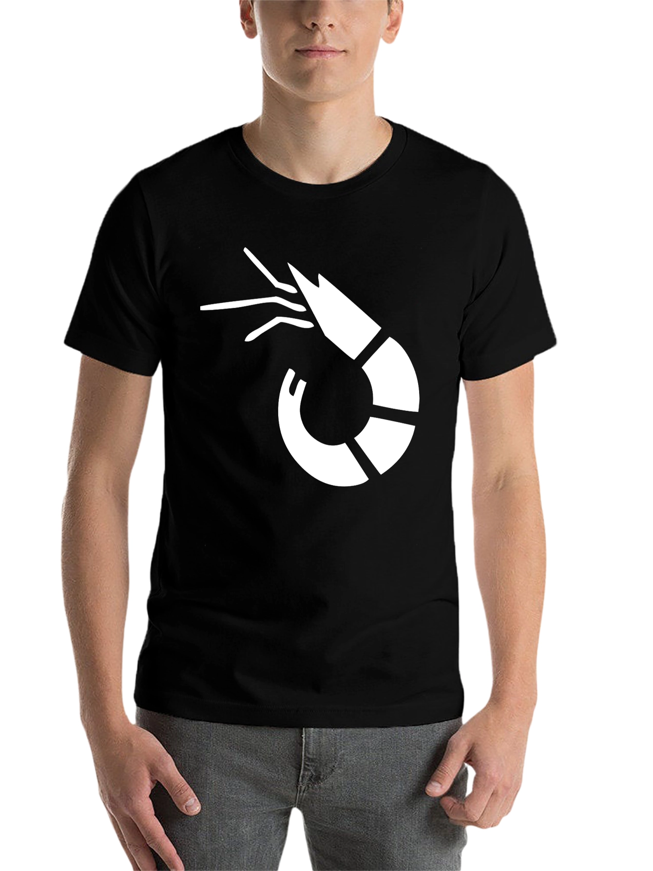 Black Shrimp Graphic Tee - Casual Black T-Shirt view 7