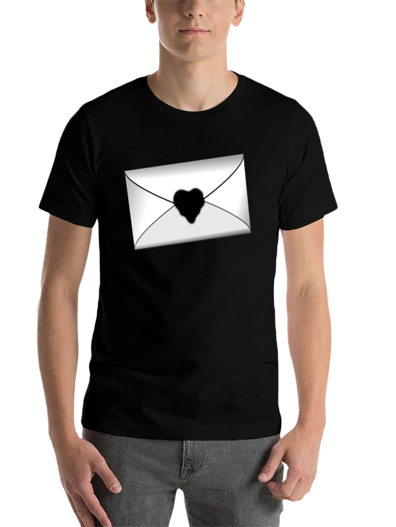 Black Heart Seal Envelope Graphic Tee - Black view 7