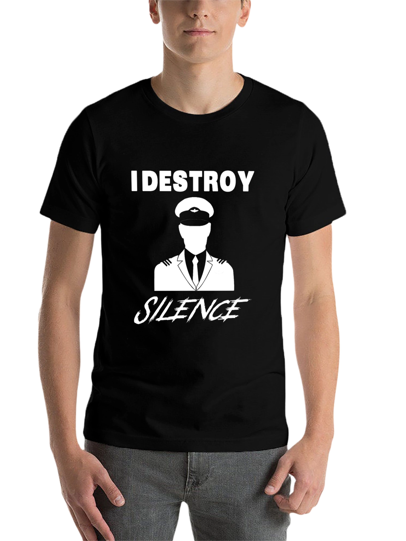 Black I DESTROY SILENCE Pilot Graphic Tee view 7