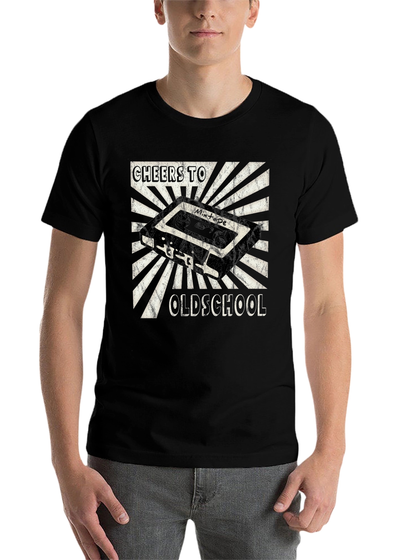 Black Cheers to Oldschool Mixtape Graphic T-Shirt view 7
