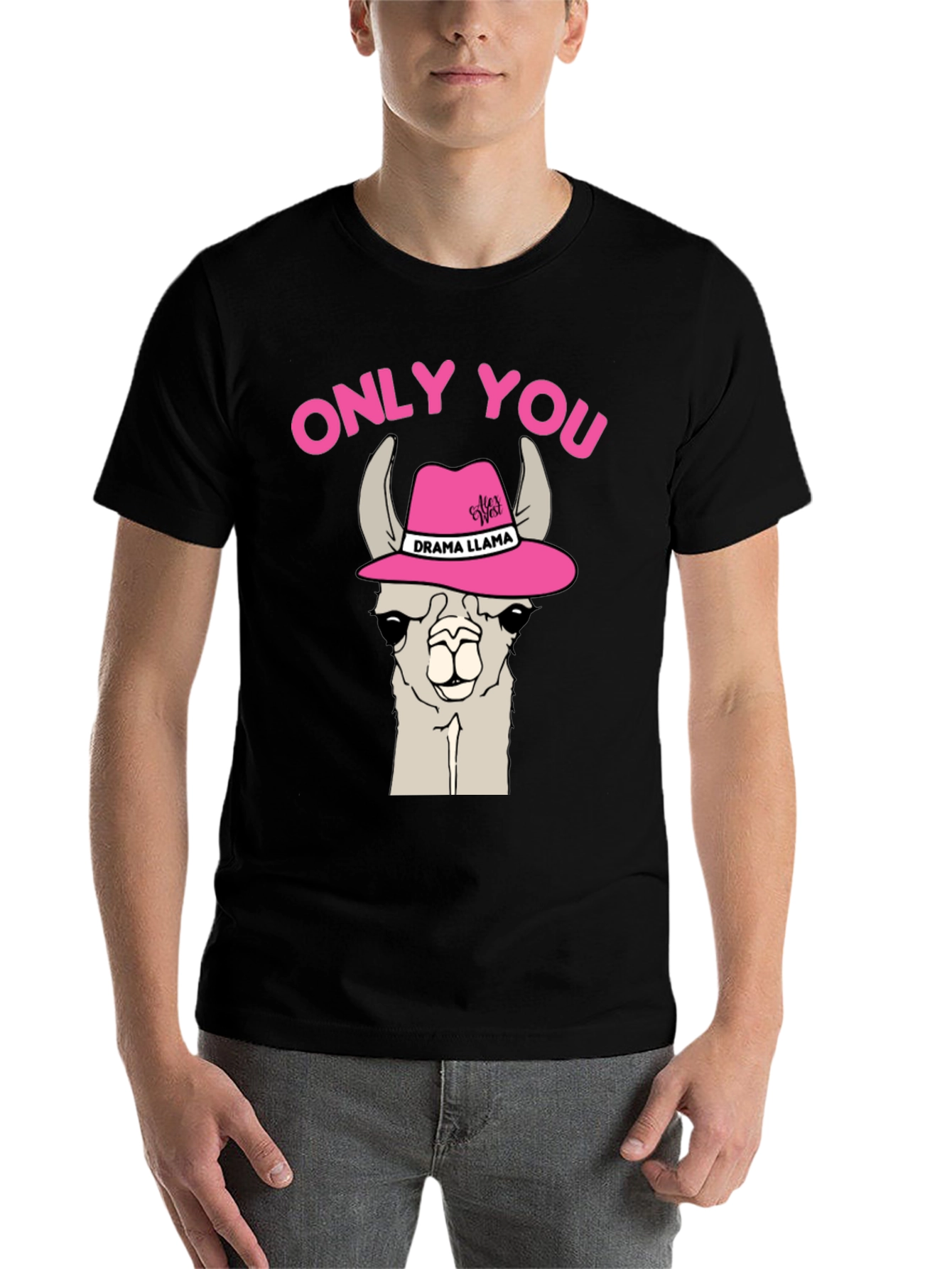 Black Drama Llama Graphic T-Shirt - Only You Novelty Tee view 7