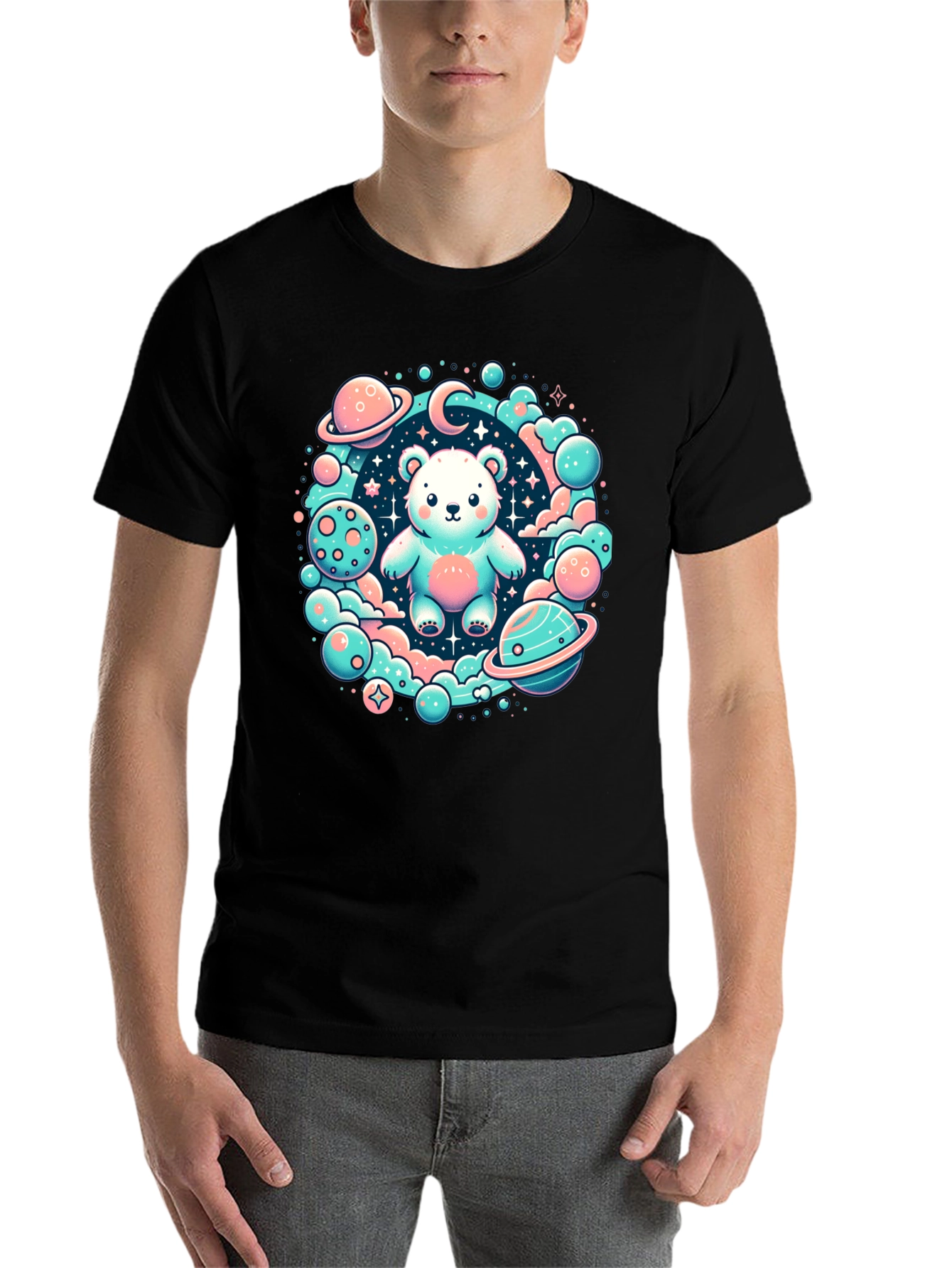 Black Cosmic Bear Graphic Tee view 7