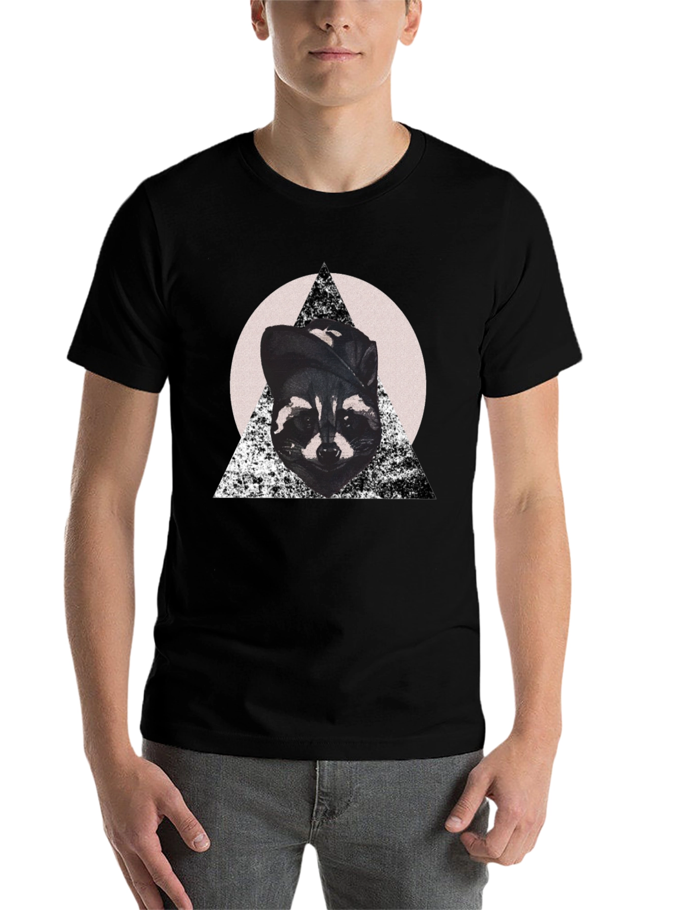 Black Cool Raccoon Graphic Tee view 7