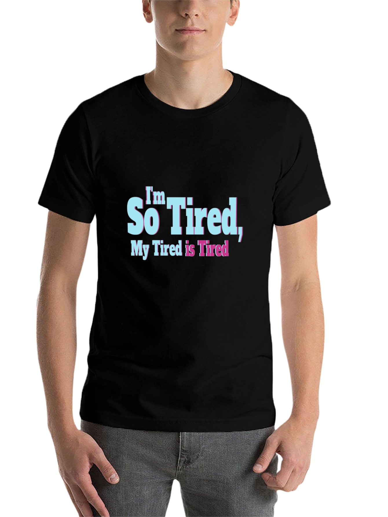 Black Funny Tired Graphic Tee - Soft Cotton Blend  view 7