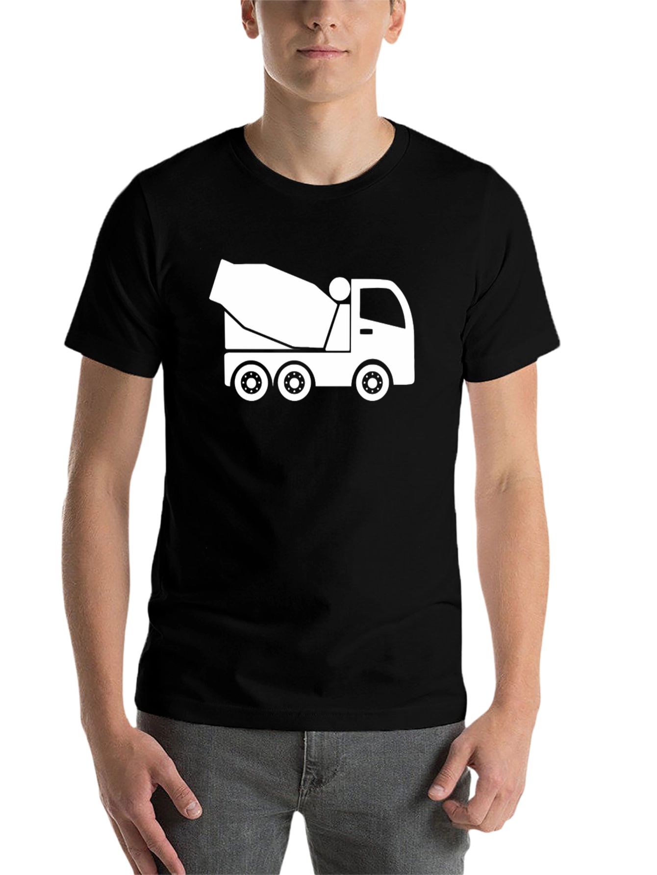 Black Concrete Mixer Truck Graphic T-Shirt view 7