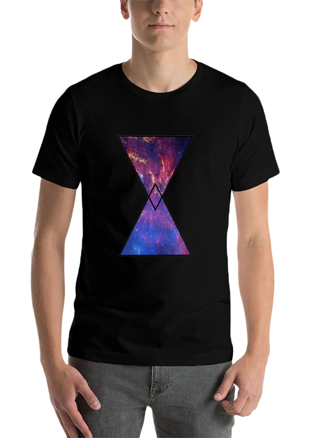 Black Galaxy Hourglass Graphic T-Shirt - Black view 7