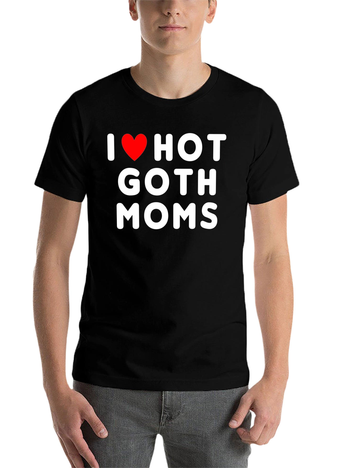 Black I Heart Hot Goth Moms T-Shirt - Black Cotton Tee view 7