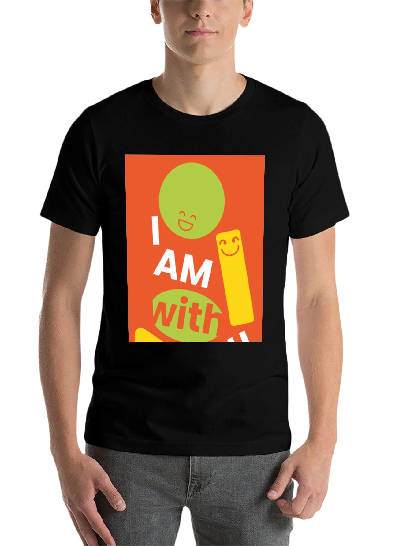 Black I AM With Smiley Graphic Tee view 7