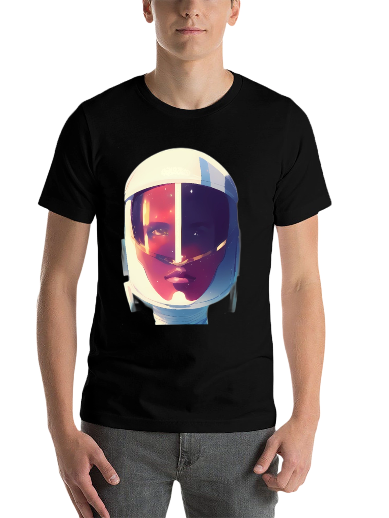 Black Astronaut Graphic Print Tee - Stylish Crew Neck T-Shirt view 7