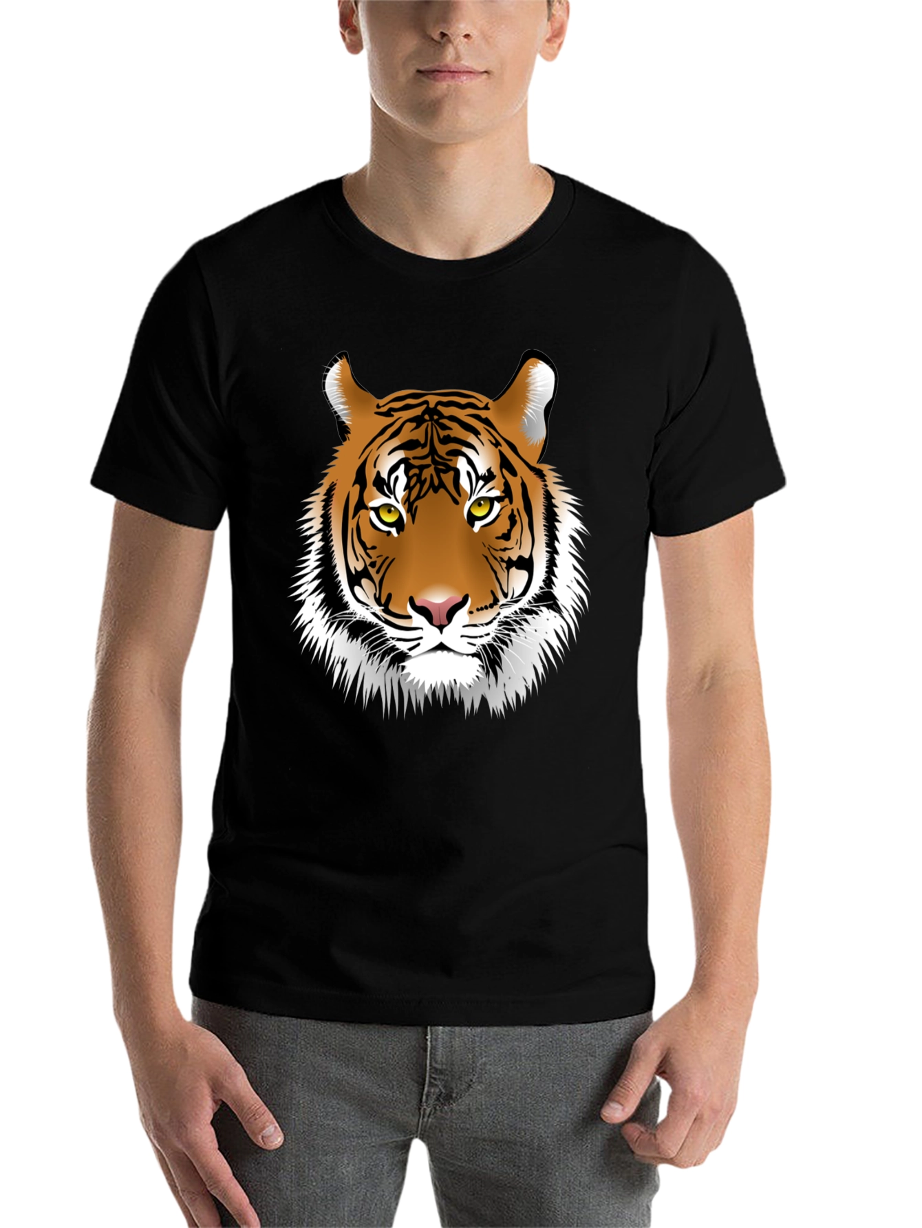 Black Tiger Graphic Print Crew Neck T-Shirt view 7