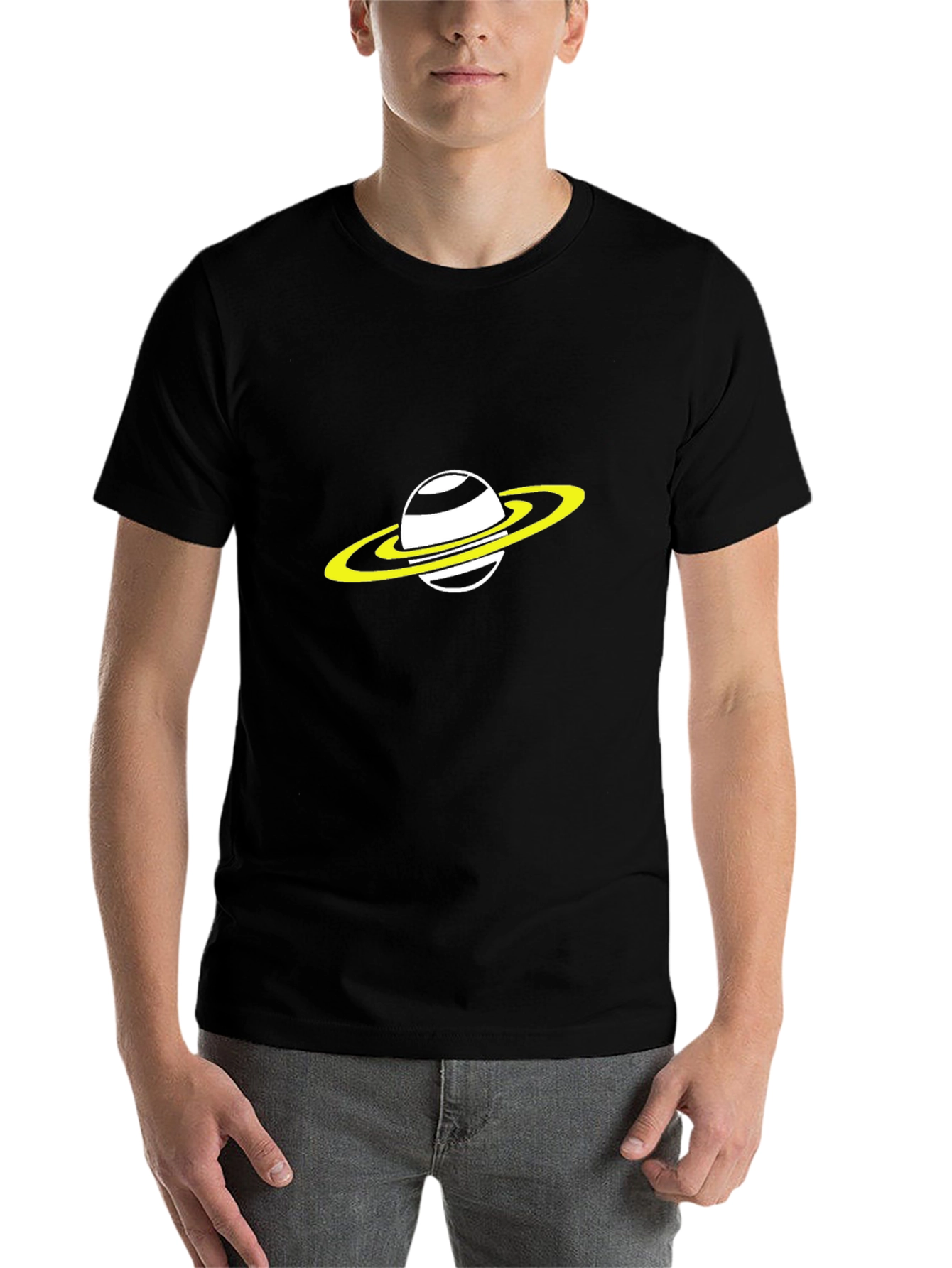 Black Saturn Graphic Tee - Black Cotton Blend view 7