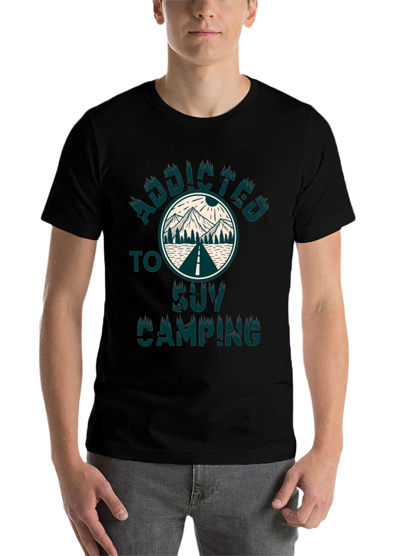 Black Addicted to SUV Camping T-Shirt view 7