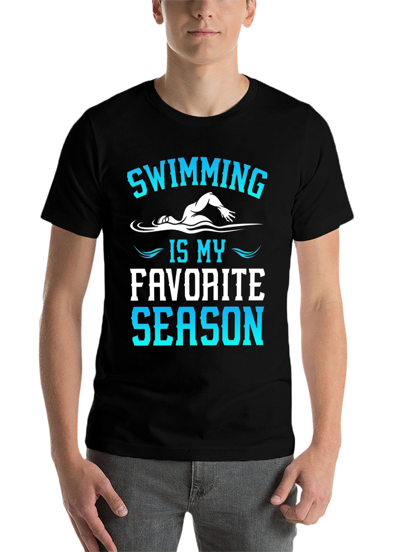 Black Swimming Is My Favorite Season T-Shirt view 7