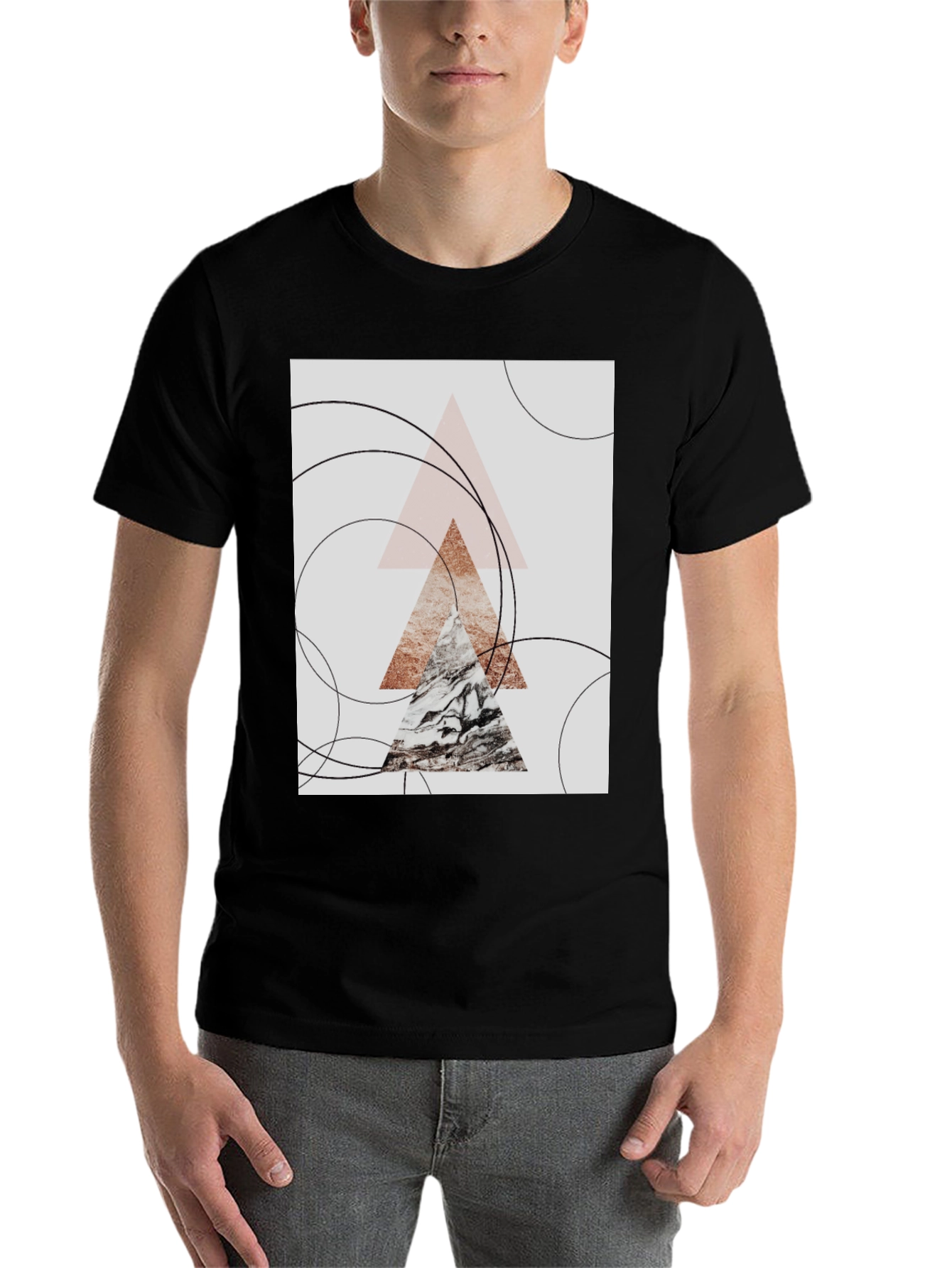 Black Abstract Geometric Graphic Tee view 7