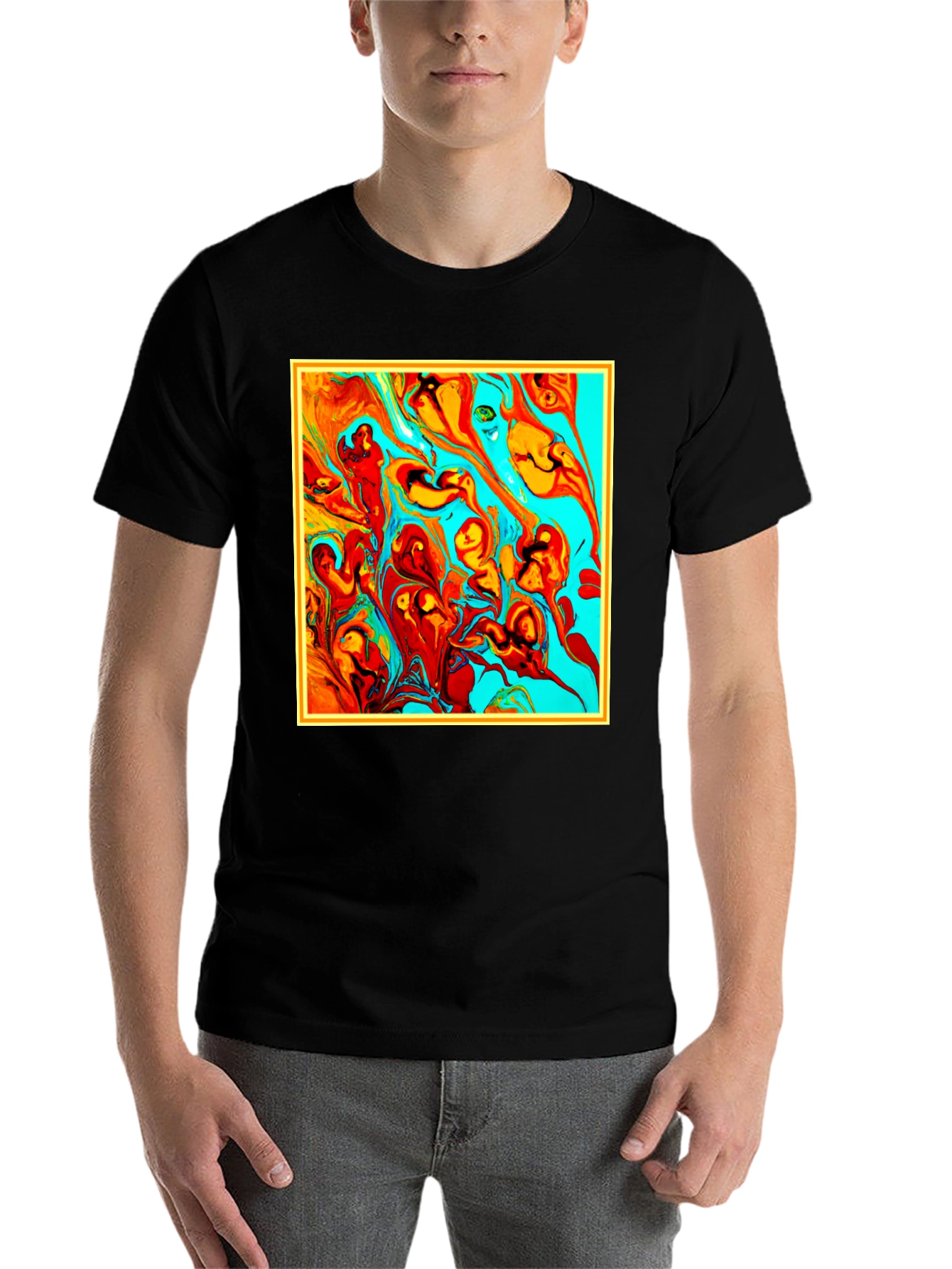 Black Abstract Art Graphic Tee - Unique Men's T-Shirt view 7
