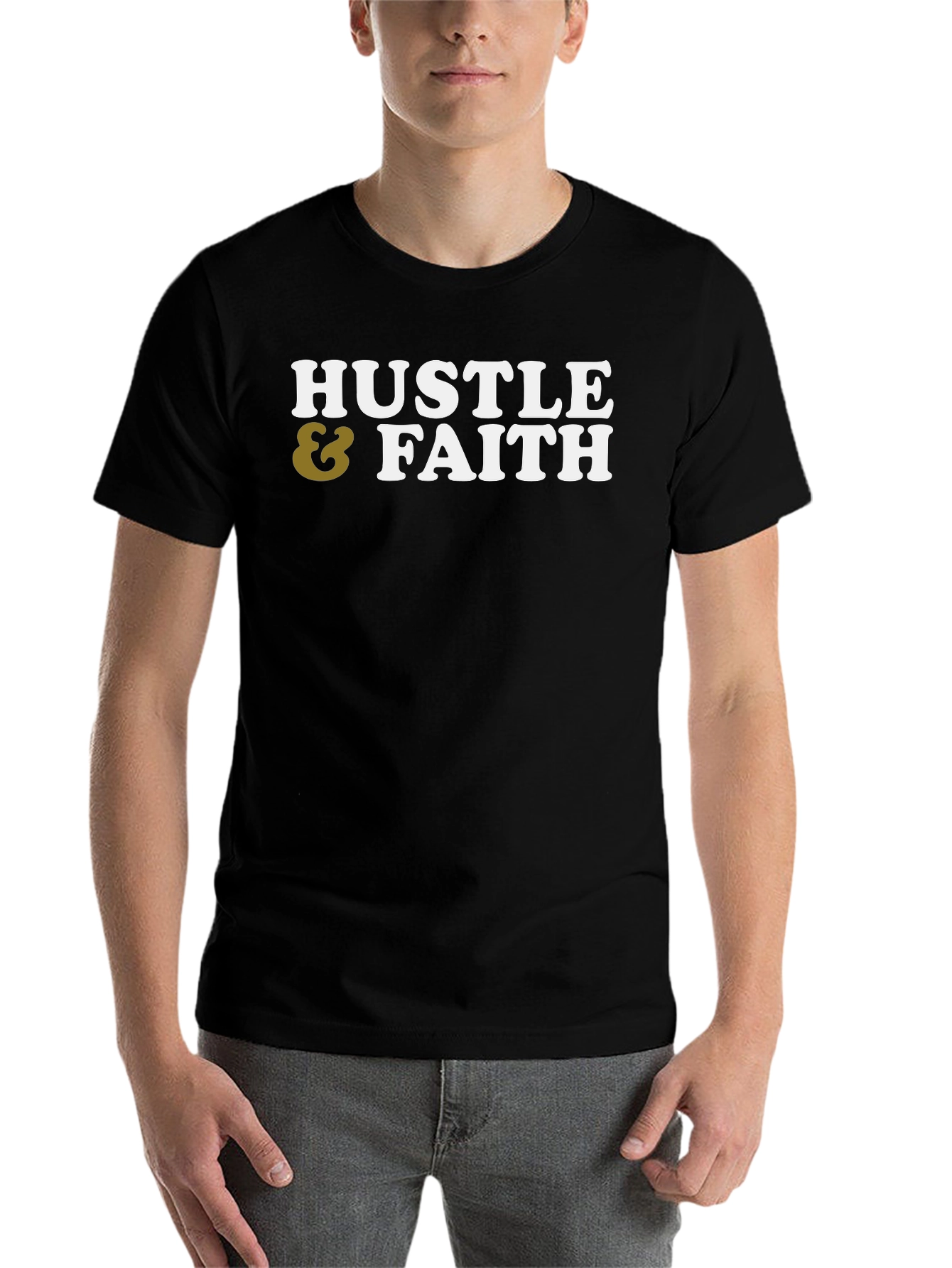 Black Hustle & Faith Graphic Tee - Casual Cotton T-Shirt view 7