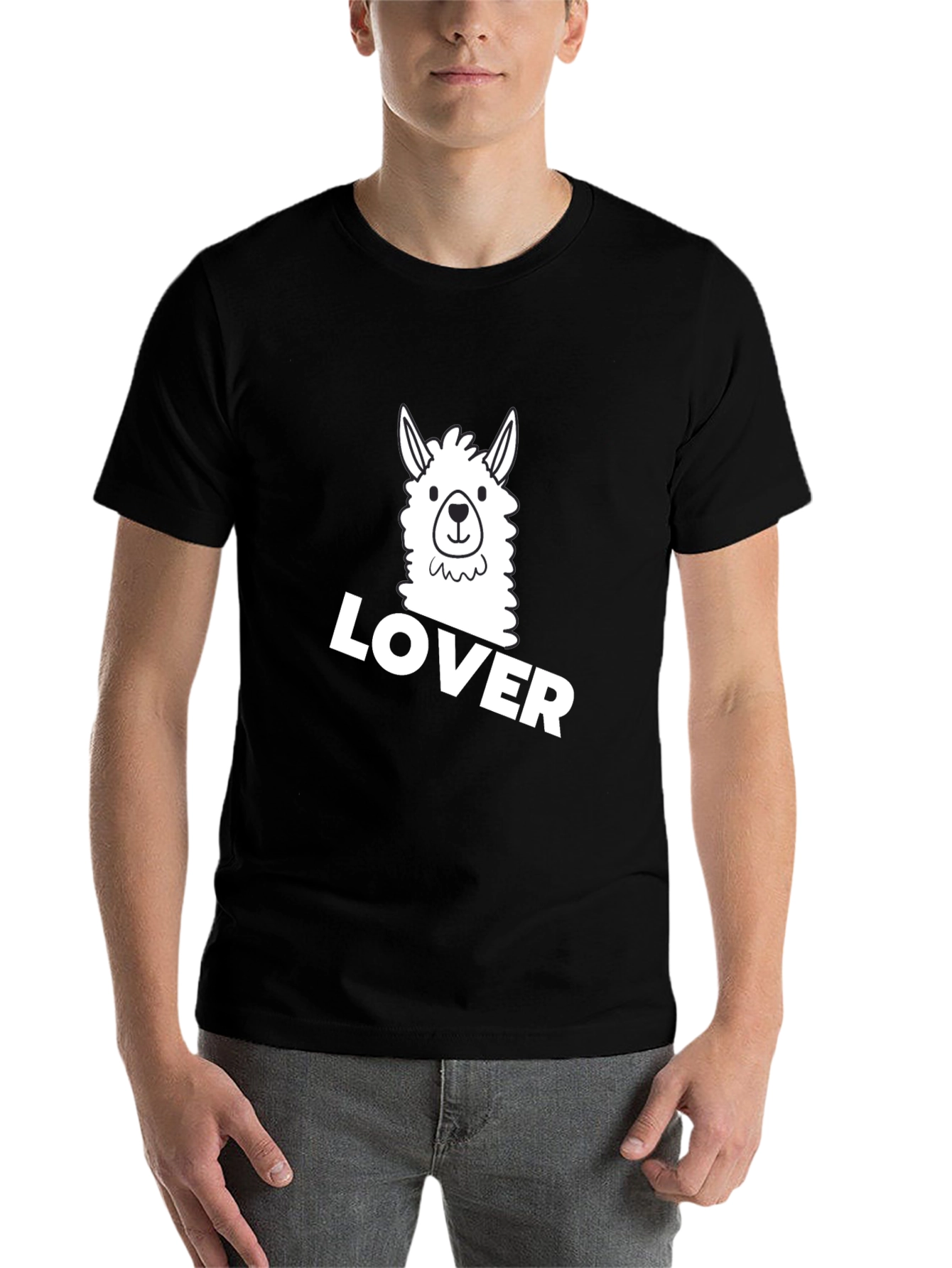 Black Llama Lover Graphic Tee - Black Cotton T-Shirt view 7