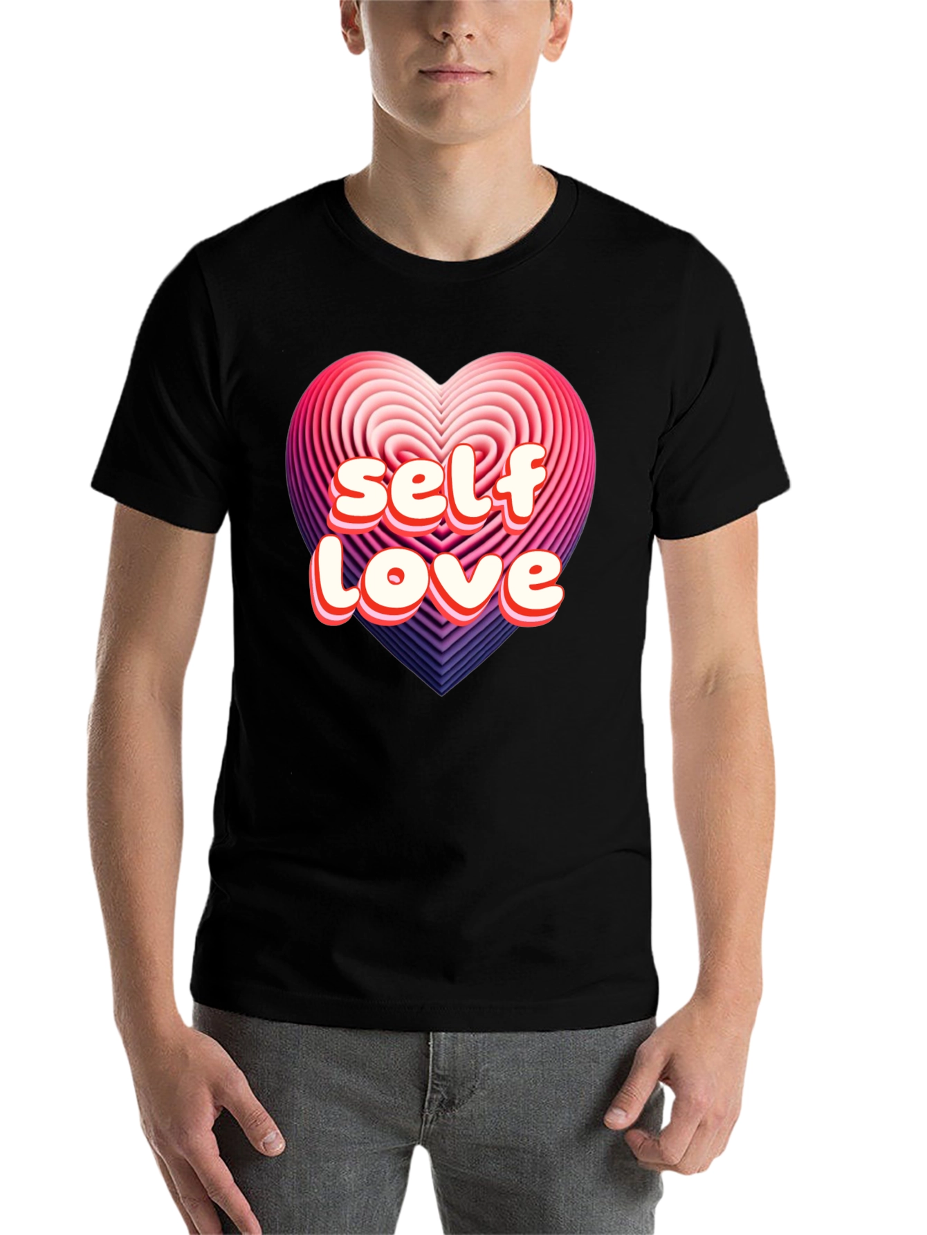 Black Self Love Heart Graphic Tee - Stylish Comfort view 7