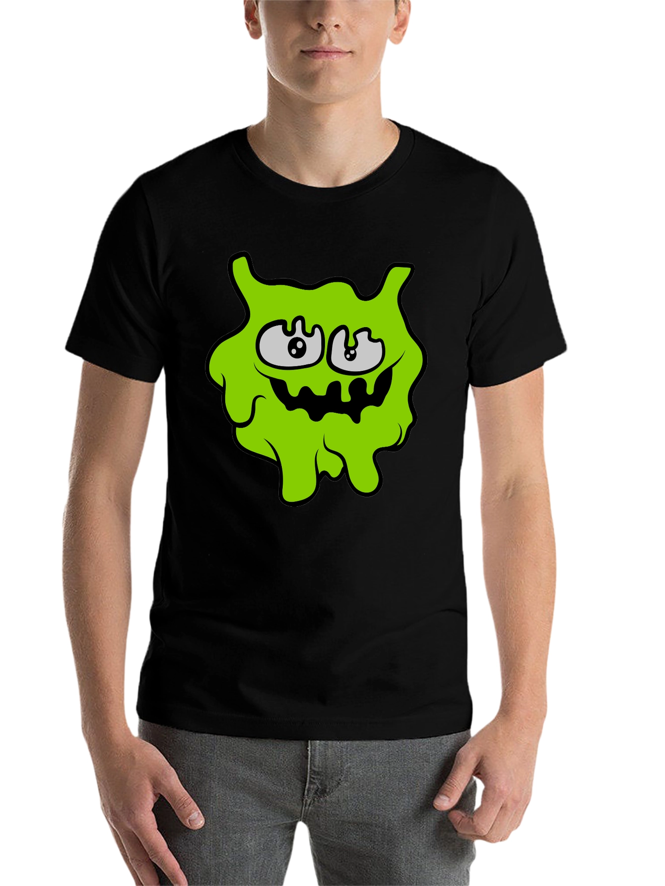 Black Funny Slime Monster Graphic Tee - Black view 7
