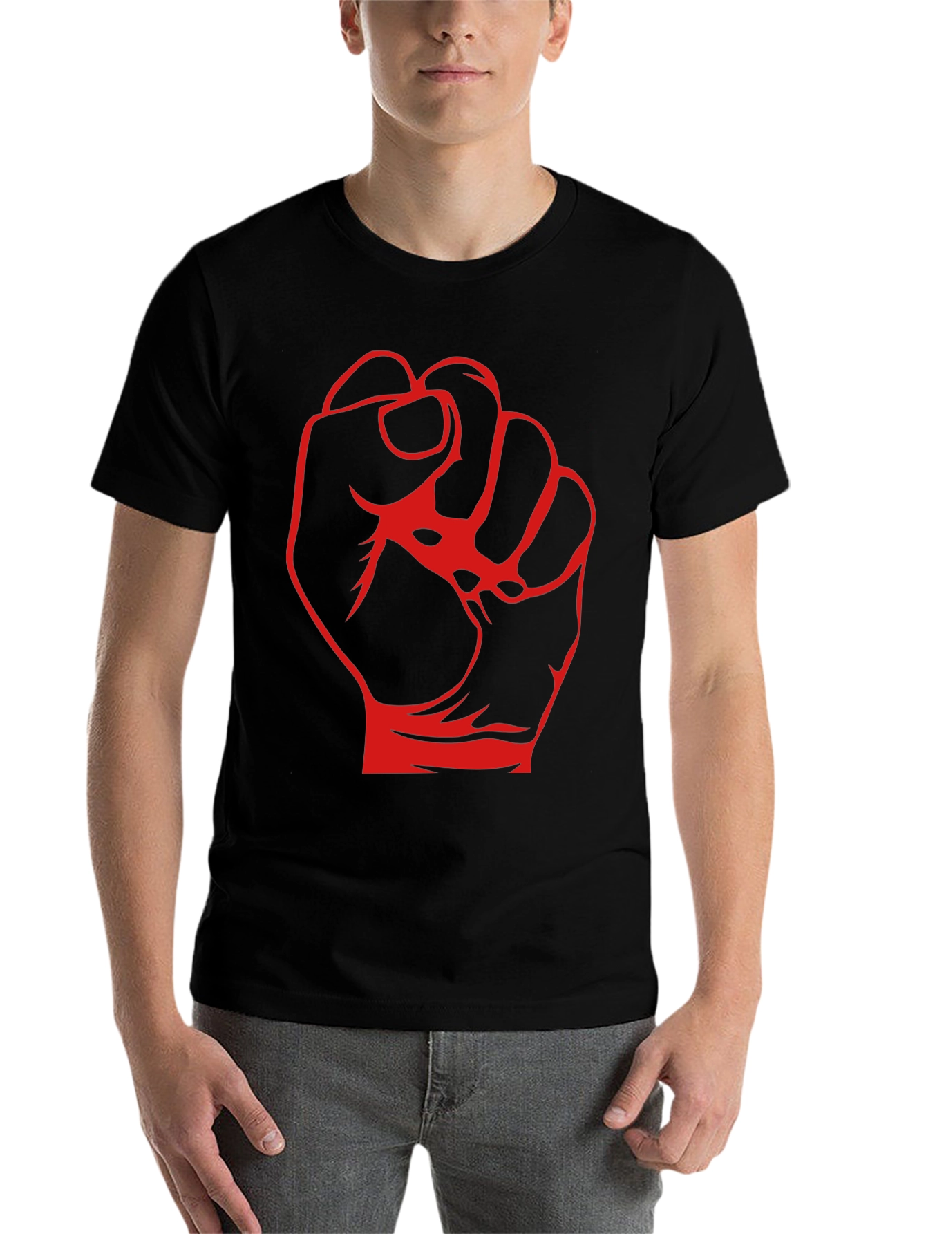 Black Red Fist Graphic Black T-Shirt view 7