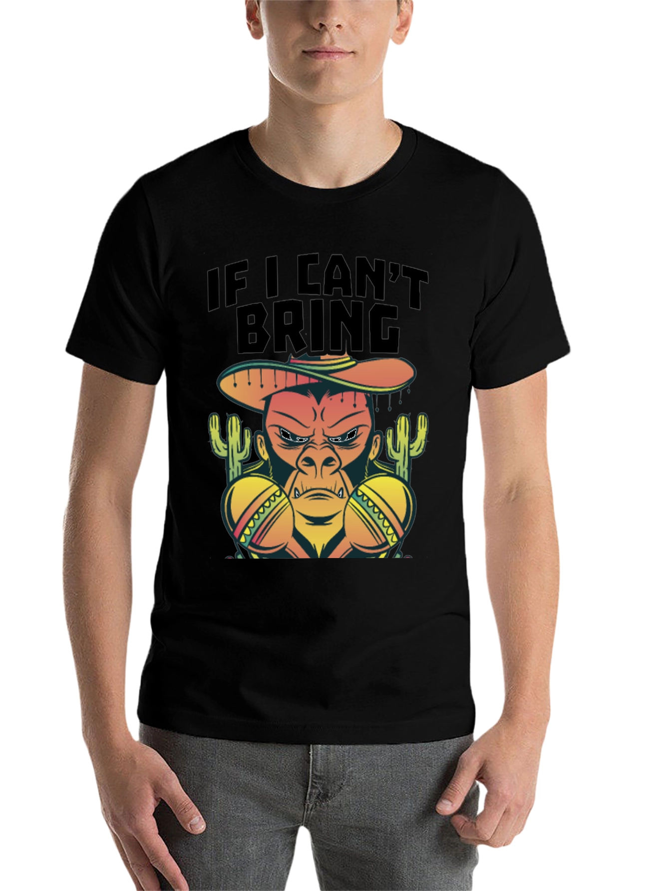 Black Funny Mexican Gorilla T-Shirt view 7