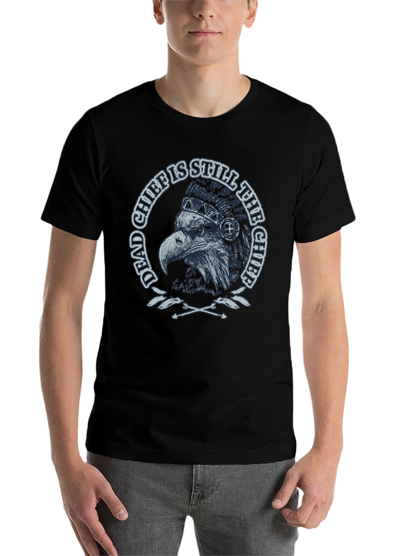 Black Dead Chief Eagle Graphic Tee - Black Cotton T-Shirt view 7