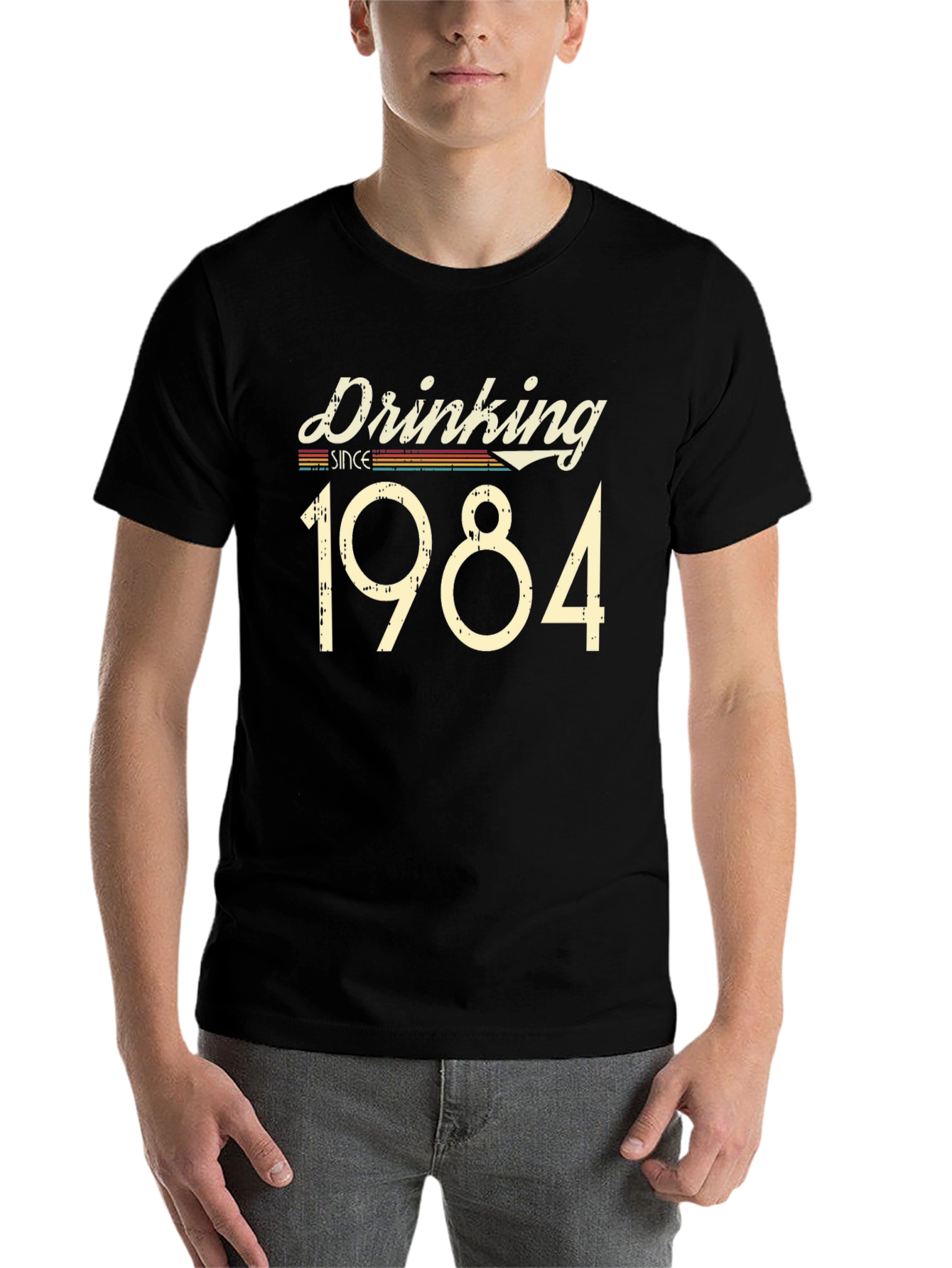 Black Drinking Since 1984 Black Graphic T-Shirt view 7