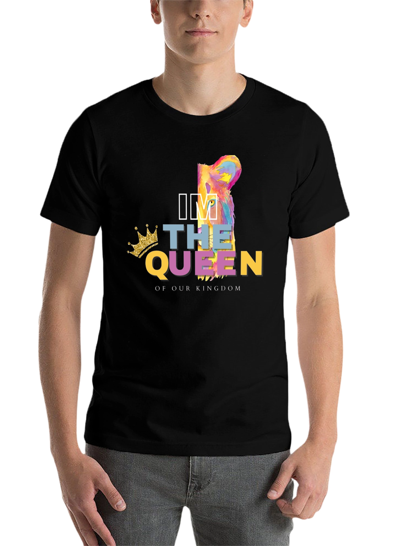 Black I'm The Queen of Our Kingdom Lion T-Shirt view 7